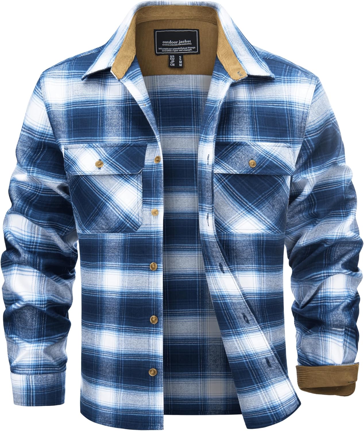 TACVASEN Men's Flannel Shirts Lightweight Cotton Button Down Long Sleeve Shirt Casual Plaid Pocket Shirts Outdoor