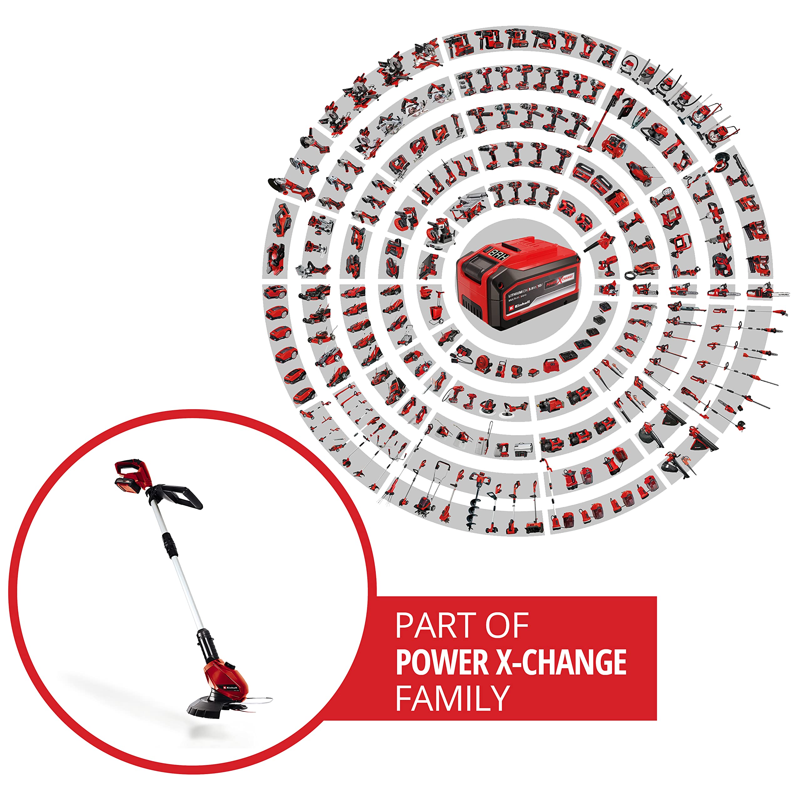 Einhell 3411197 Recortabordes, 8500 RPM, batería de ión de litio, 18 V, 2 Ah