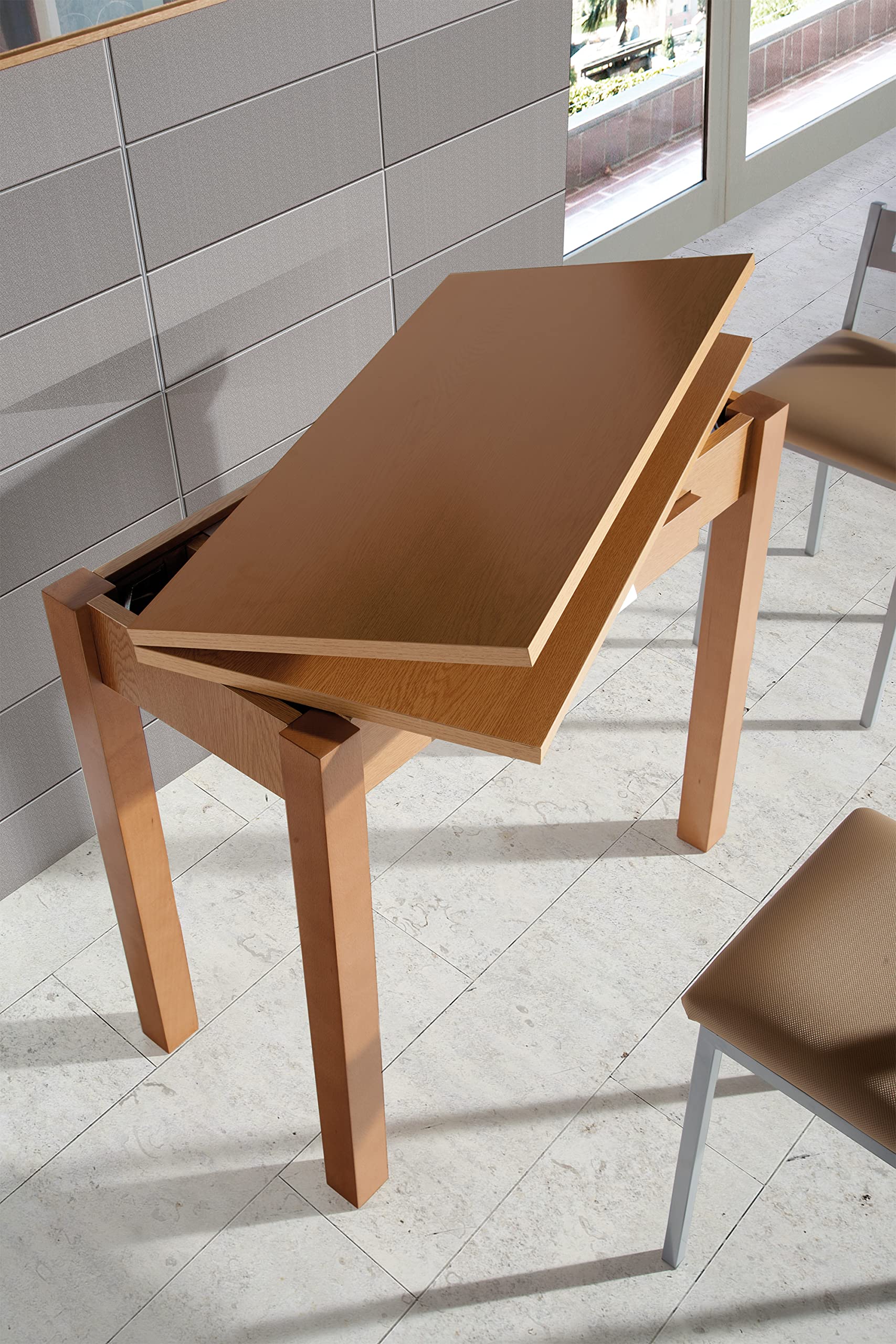 MOMMA HOME Mesa de Cocina - Modelo HENA - Color Roble/Roble - Material MDF/Madera - Medidas 80 x 40/80 x 76 cm