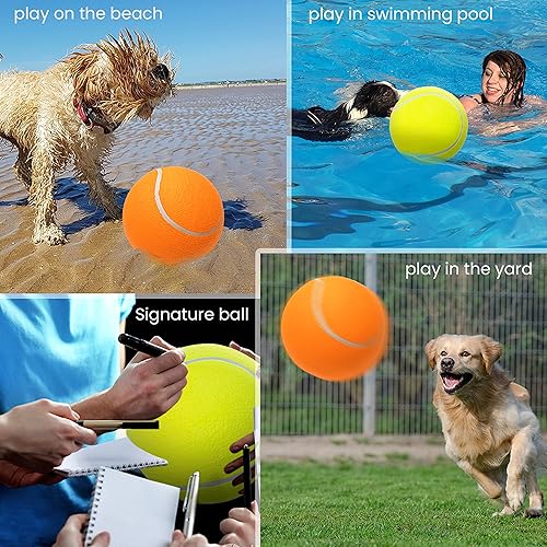 Miniatura 10 de Pelota de juguete para perros, pelotas de tenis grandes de 9.5 pulgadas para perros pequeños, medianos y grandes, paquete de 2 pelotas inflables de