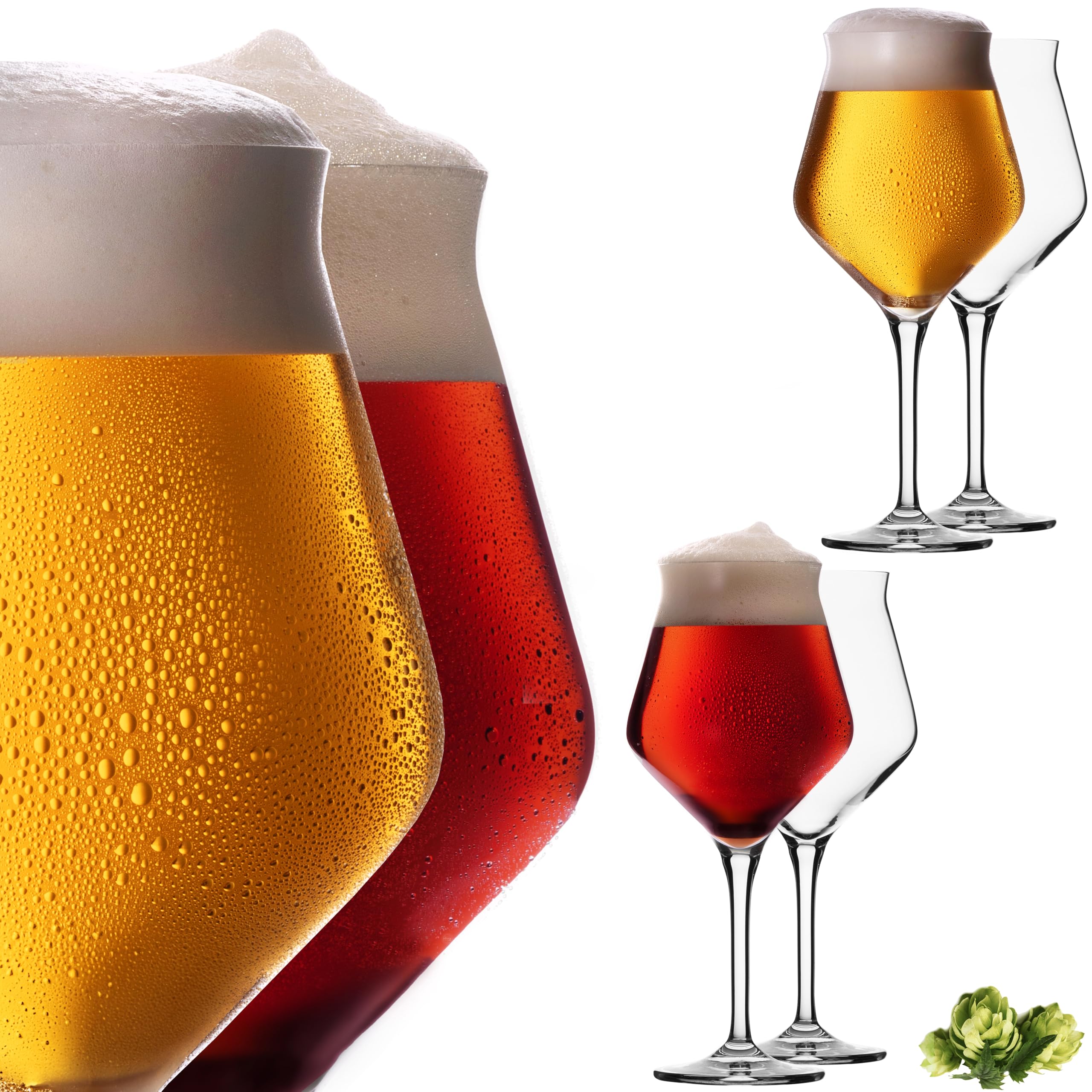 Lot de 6 verres à bière 400 ml (max. 460 ml) - En verre cristal - Passe au lave-vaisselle - Verres à bière artisanaux