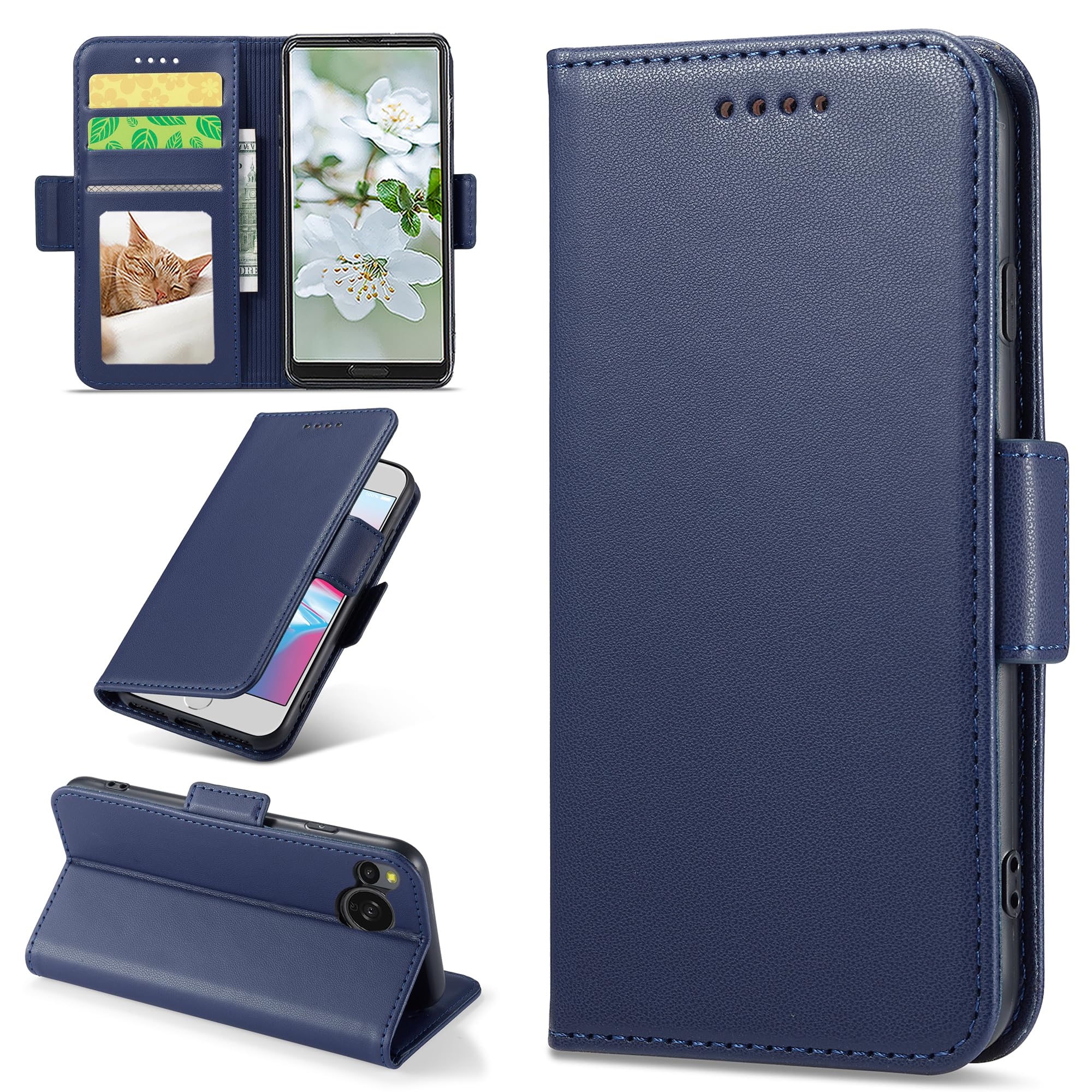 Ugazuisi AQUOS Sense8 ケース手帳型 SH-54D SHG11 SH-M26 楽天モバイル ワイモバイル SIMフリー 全対応 ケース シャープ アクオス センス８手帳型ケース aquos sense8 case sh54d shm26 カバー 手帳 スマホケース 携帯ケース レザー 財布型 RFIDカード類信号盗難防止 サイドマグネット 耐衝撃 スタンド機能 ブルー