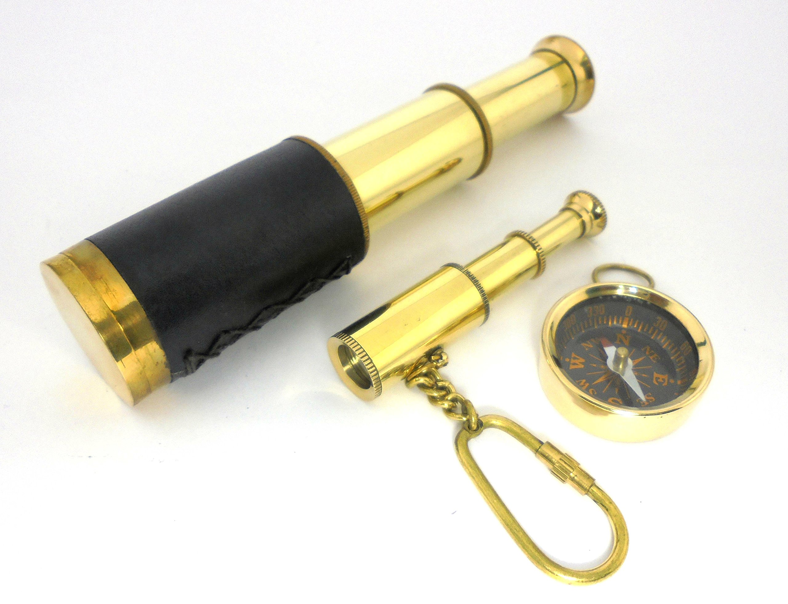 AGELESS AZYRAAGELESS AZYRA Combo of Brass Telescope, Small Telescope Key Chain, Small Magnetic Direction Compas
