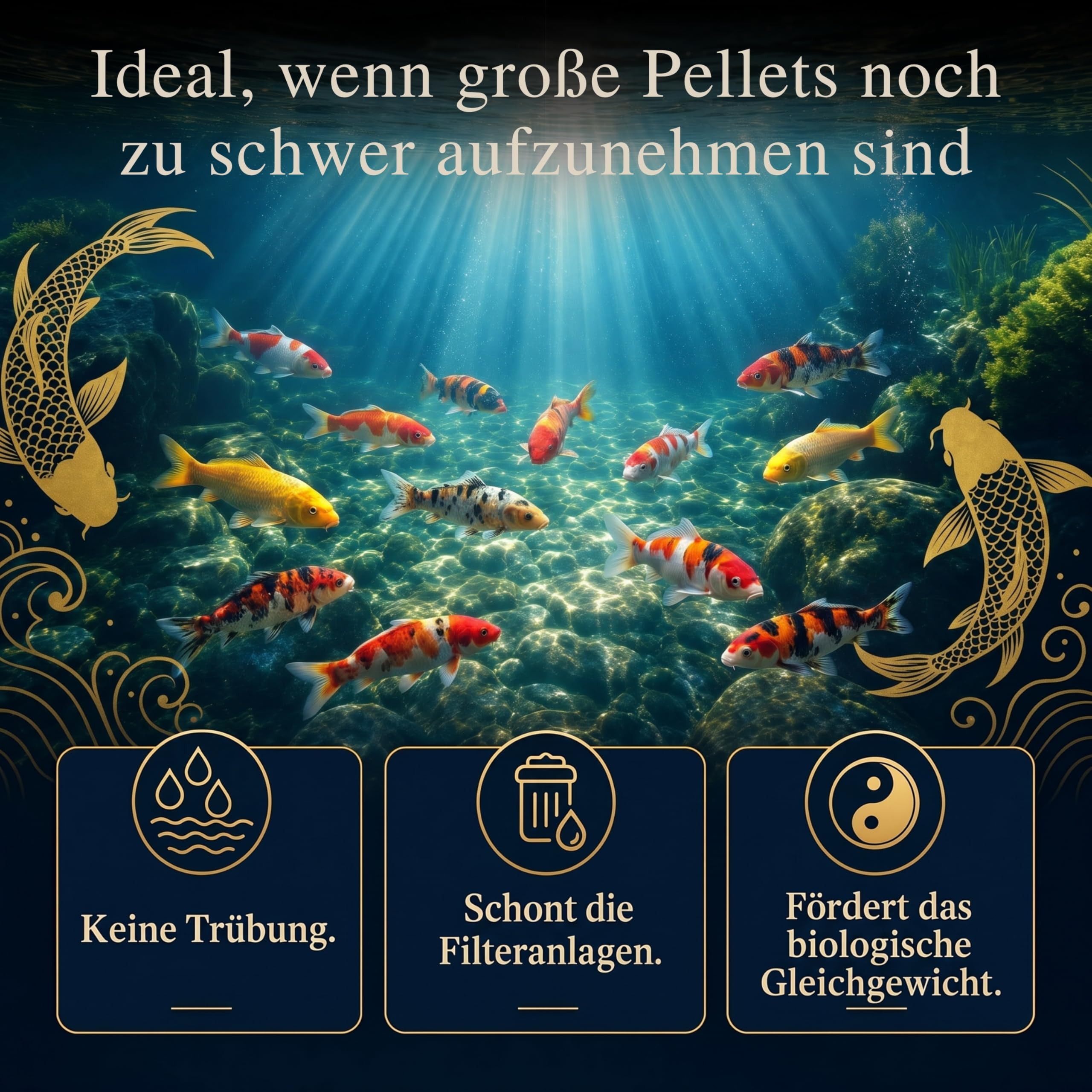 PRO KOI Hauptfutter Mini-Pellets 15 L (ca. 5 kg) – täglich | schwimmende Pellets 3 mm | für Koi | Basis & Farbe | Weizenkeim, Spirulina, Astaxanthin | Made in Germany