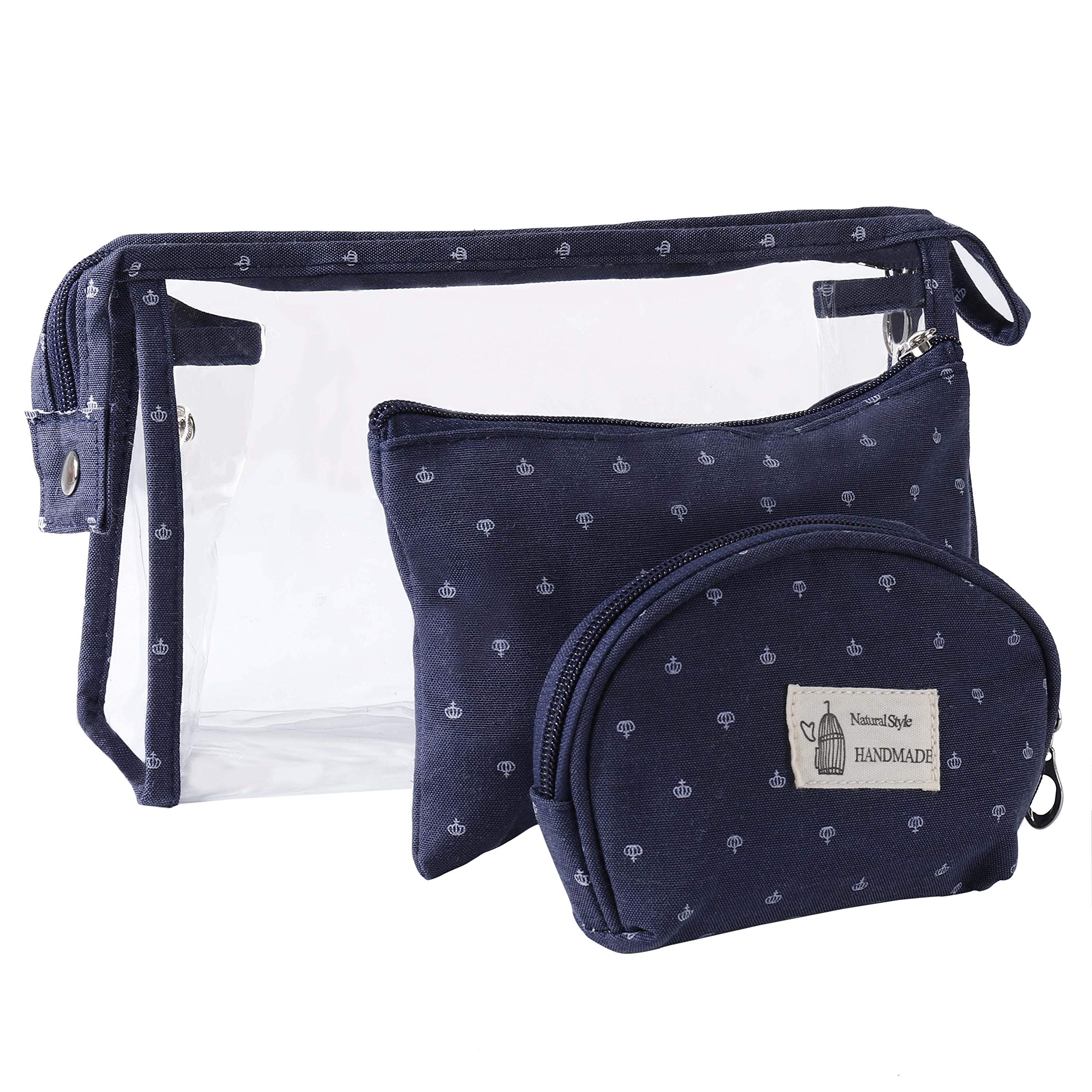 MaoXinTek Bolsas de Cosméticos Mujer Bolsa de Maquillaje de Tocador Transparente para Viajes, 3PCS Estuche Organizador de Belleza de Plástico Impermeable para Vacaciones