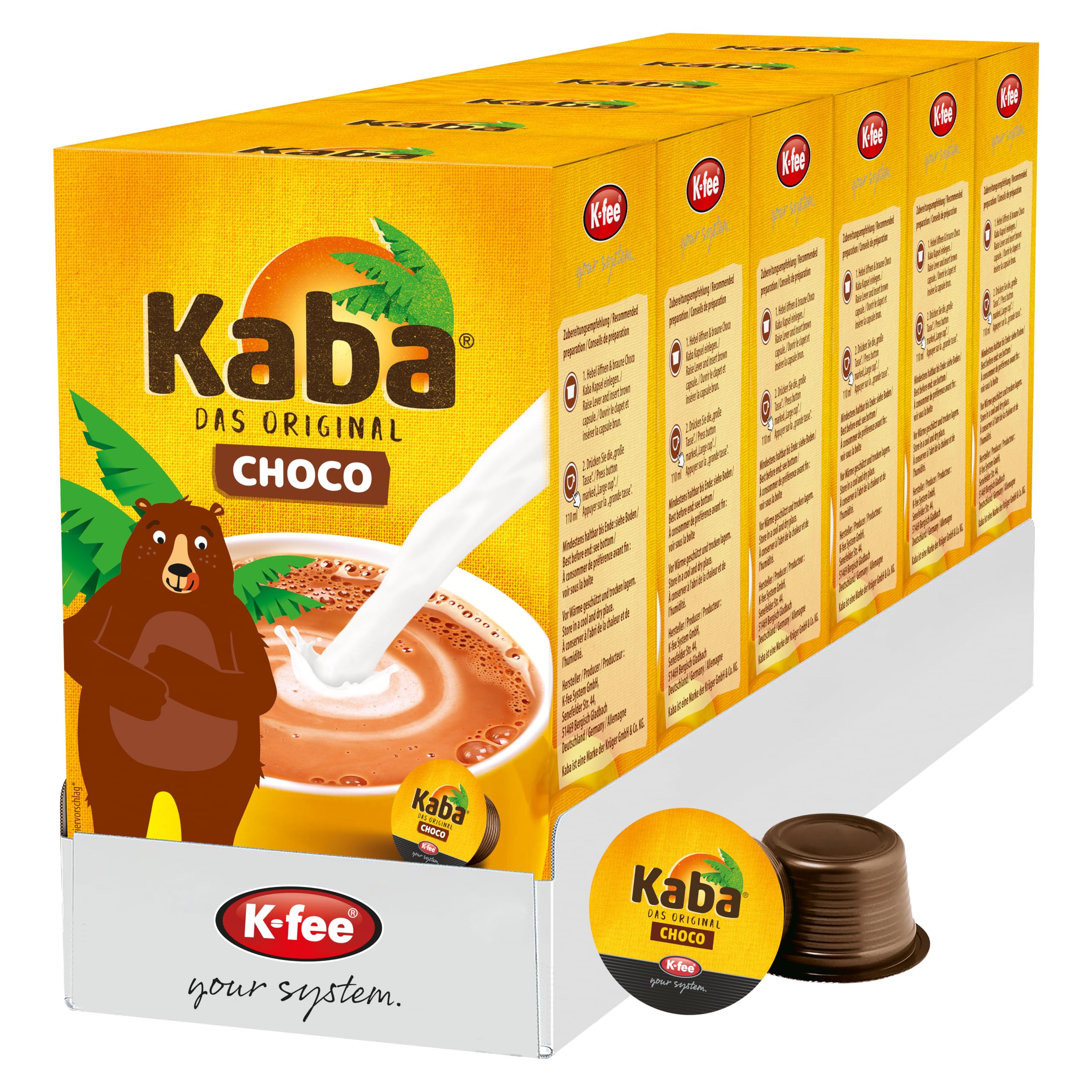 Kaba Choco Kapseln, kompatibel mit K-fee & ALDI EXPRESSI*, das Original Kaba Kakaopulver für Kapselmaschinen, leckere Trinkschokolade, 96 Kapseln