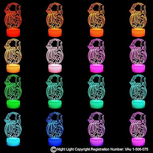 Miniatura 5 de fun&art Jugador de baloncesto SG con luz nocturna 3D con pelota, 16 colores cambiantes + control remoto, lámpara de ilusión óptica, idea perfecta