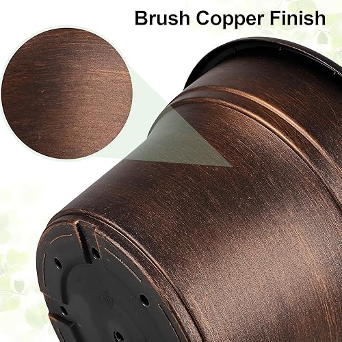 Miniatura 5 de Juego de 4 macetas de plástico de 11 pulgadas, macetas de plástico para plantas de interior con agujeros de drenaje y bandejas, juegos de