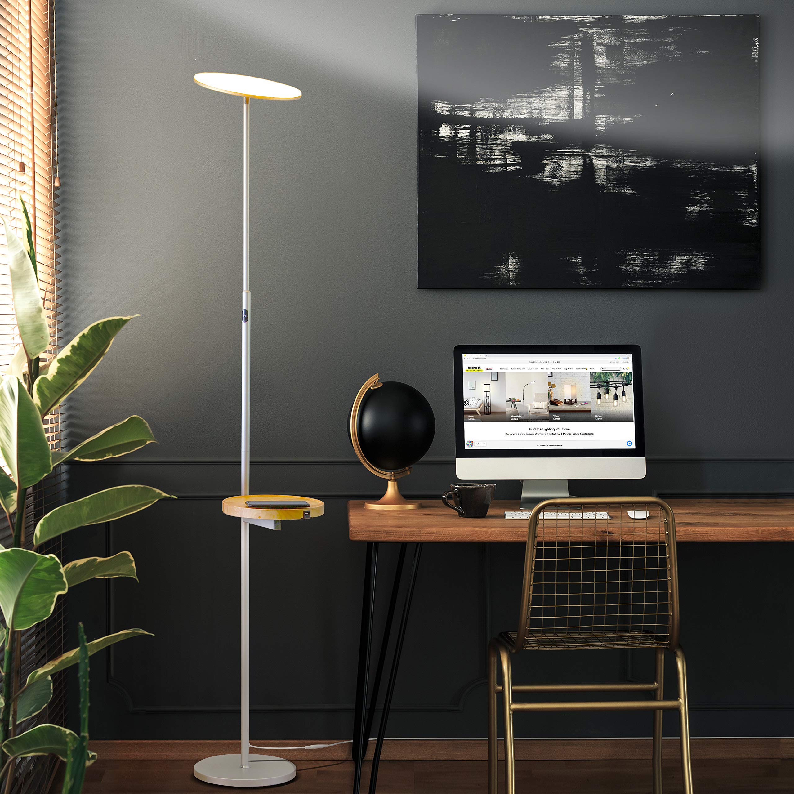 Buy Brightech Sky Ultra LED Floor Lamp Wireless Charging and Table Top Shelf Tall Standing