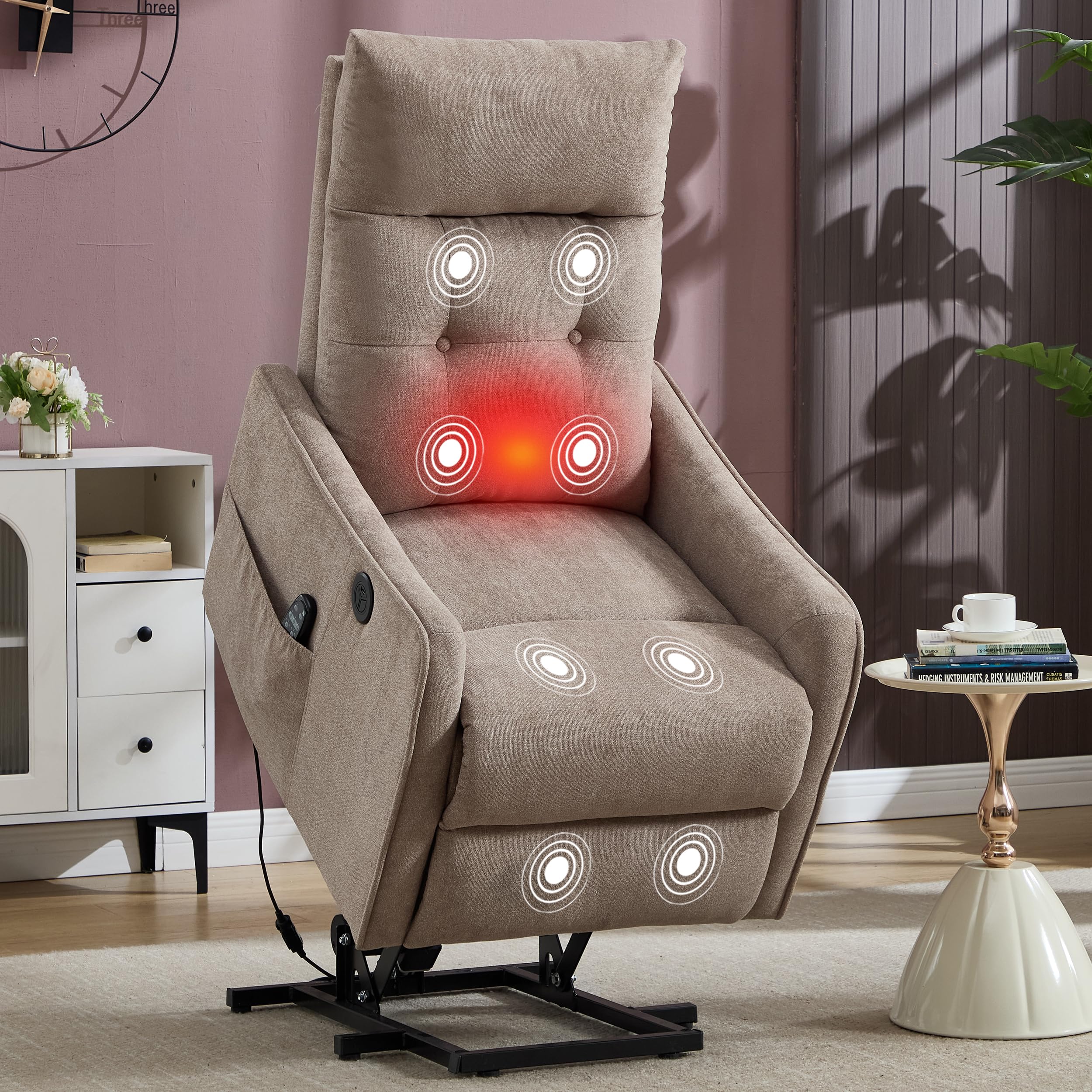 EZZUP Power Lift Recliner Chair with Vibration Massage and Heat for Petite Elderly