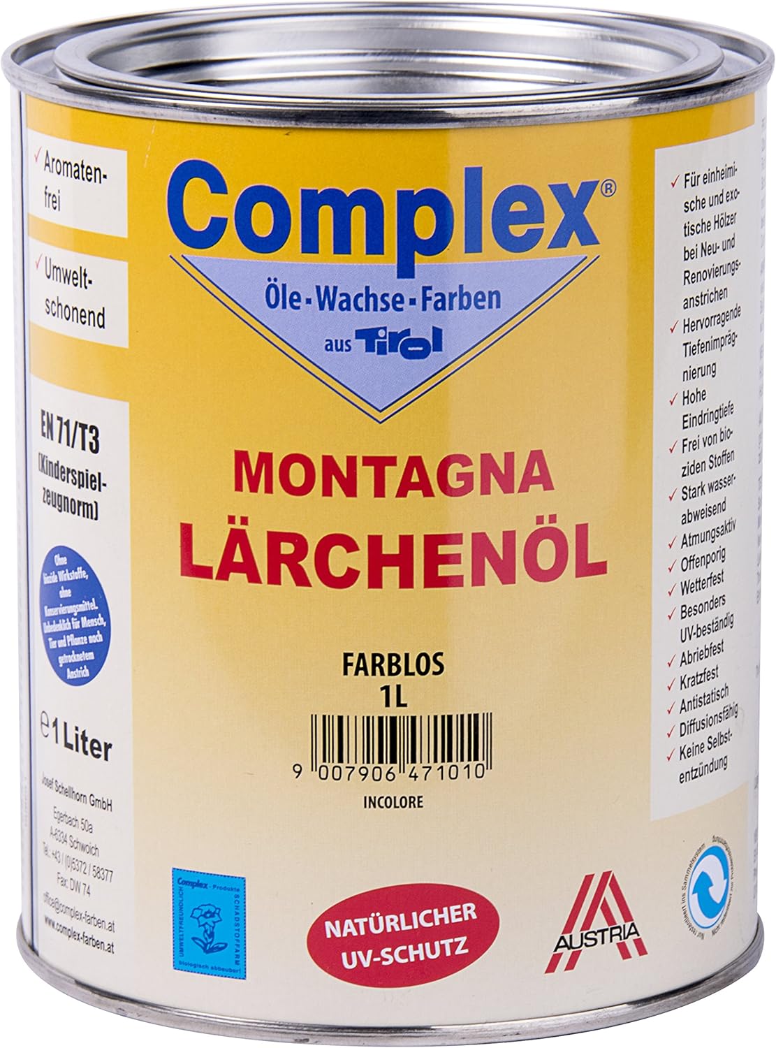 COMPLEX LÄRCHENÖL - 1 Liter Dose - Farblos : Amazon.de: Baumarkt