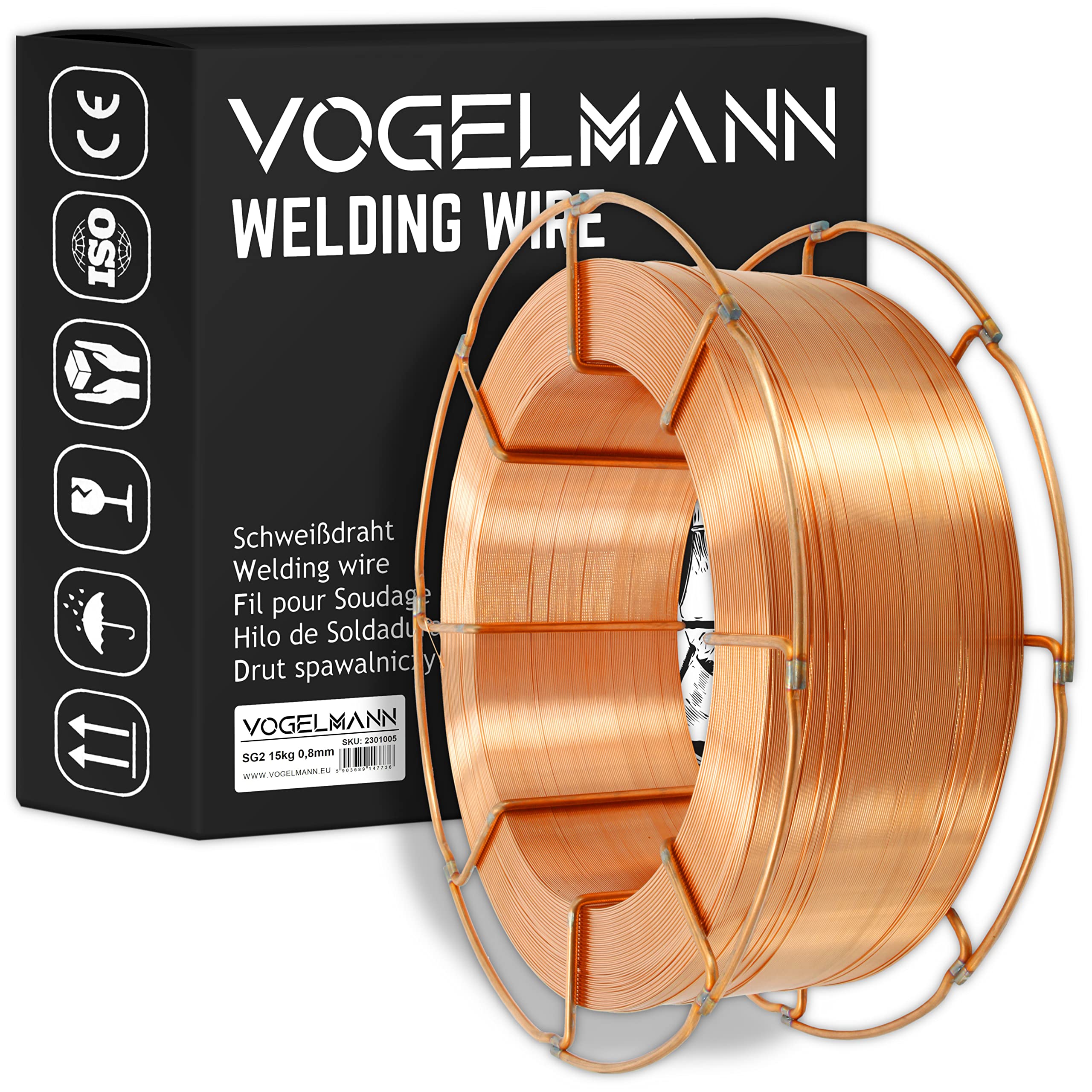 Filo per saldatura SG2 Vogelmann 0.8mm 15kg MIG MAG