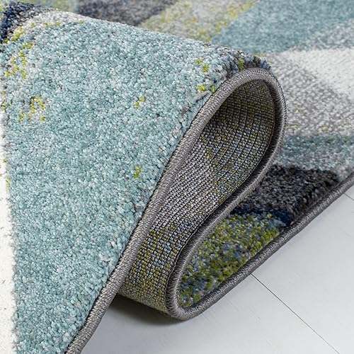 Miniatura 19 de SAFAVIEH Porcello Collection - Alfombra de área de 8 x 10 pies, gris claro y naranja, diseño abstracto moderno, no desprende pelusa y de fácil Gris