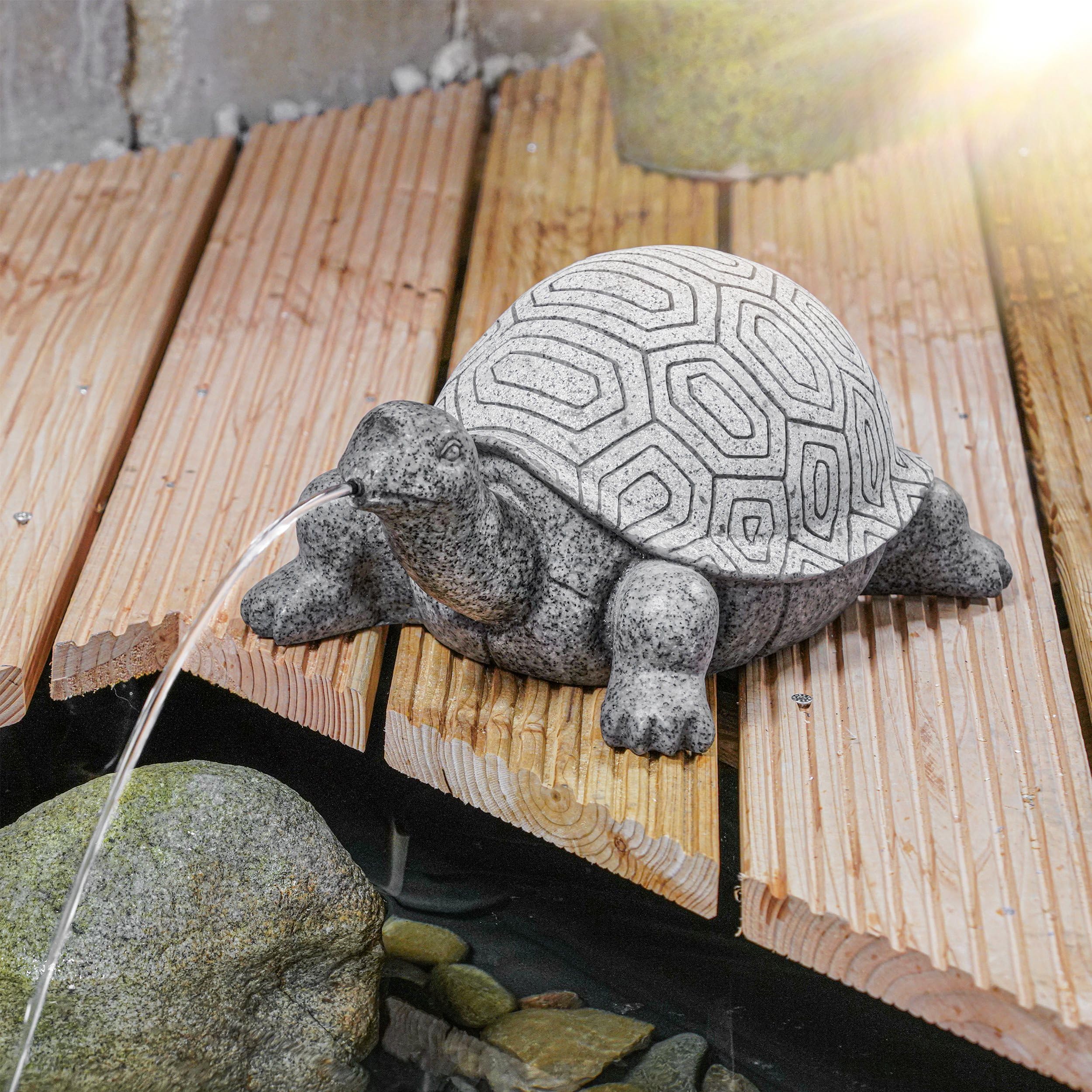 Esotec Fontaine Solaire Kit avec Tortue Pompe Submersible Statue Jardin 17 cm