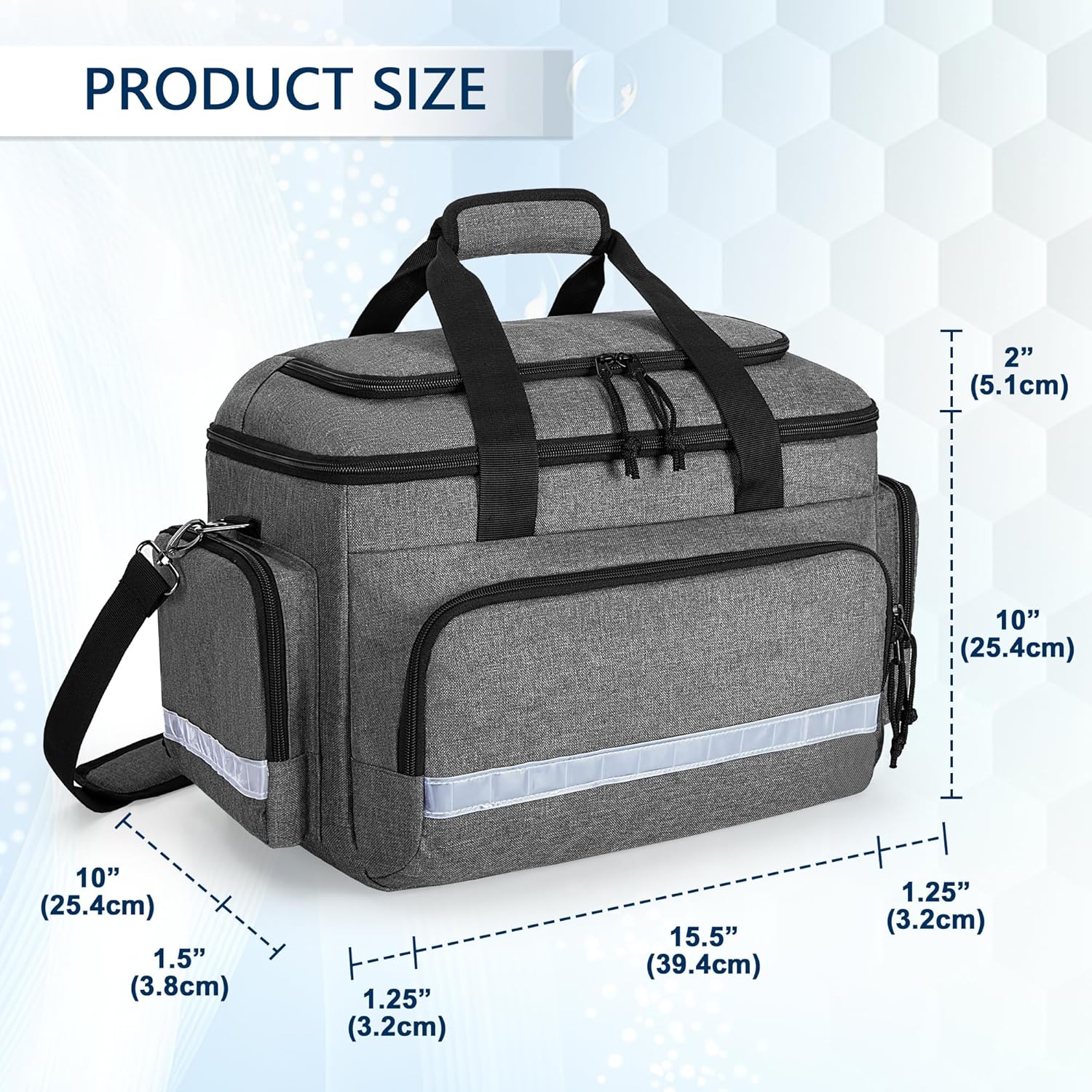 Damero Medical Trauma Bag, First Aid Bags Empty Medical Bag with Detachable Dividers, Ideal for Nurse, Physical Therapists, Doctors, Gray (BAG ONLY)