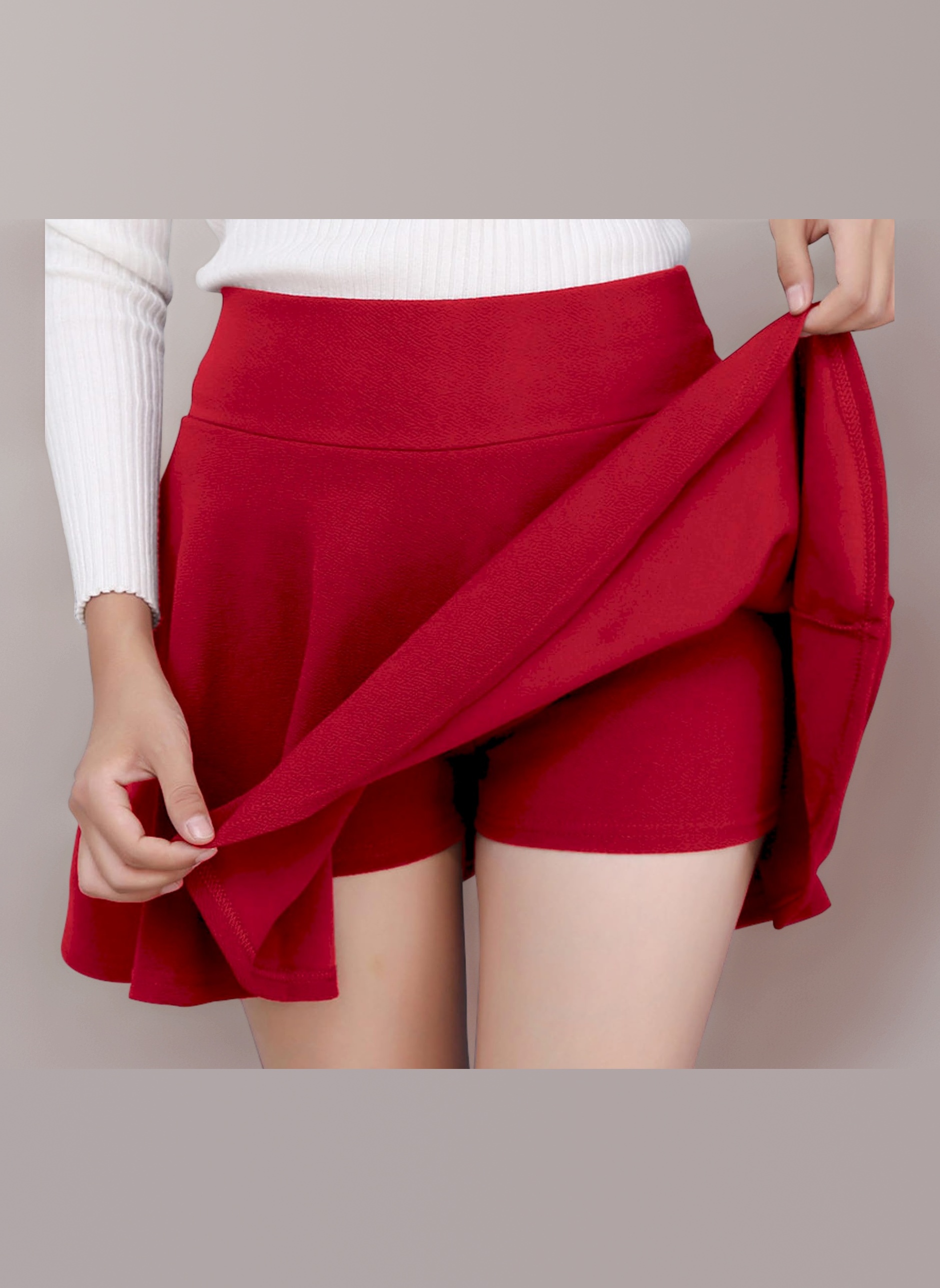 Women's Skirts Stretchy High Waist Pleated Casual Mini Skater Skirts with Shorts