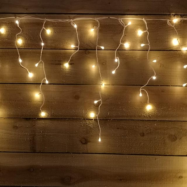 Premier Christmas 300 Frosted Icicle LED Lights - Warm White 7.5m Lit Length