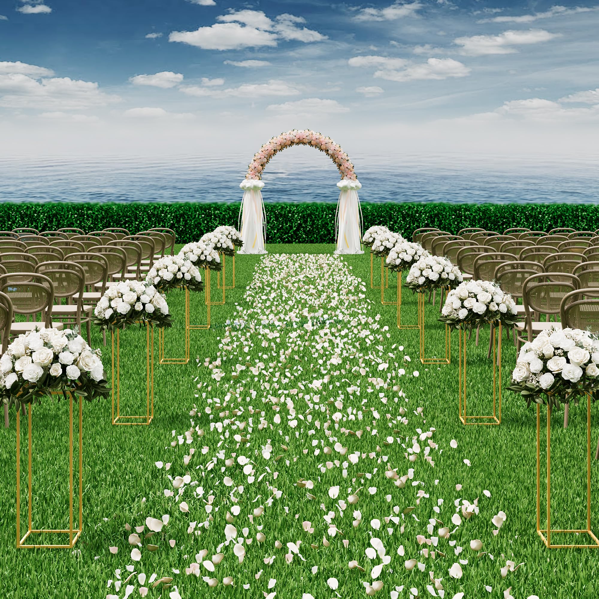 TEKXYZ Supporto per fiori, 2 supporti per fiori, altezza 60 cm, in metallo, per matrimoni, eventi, decorazioni per patio
