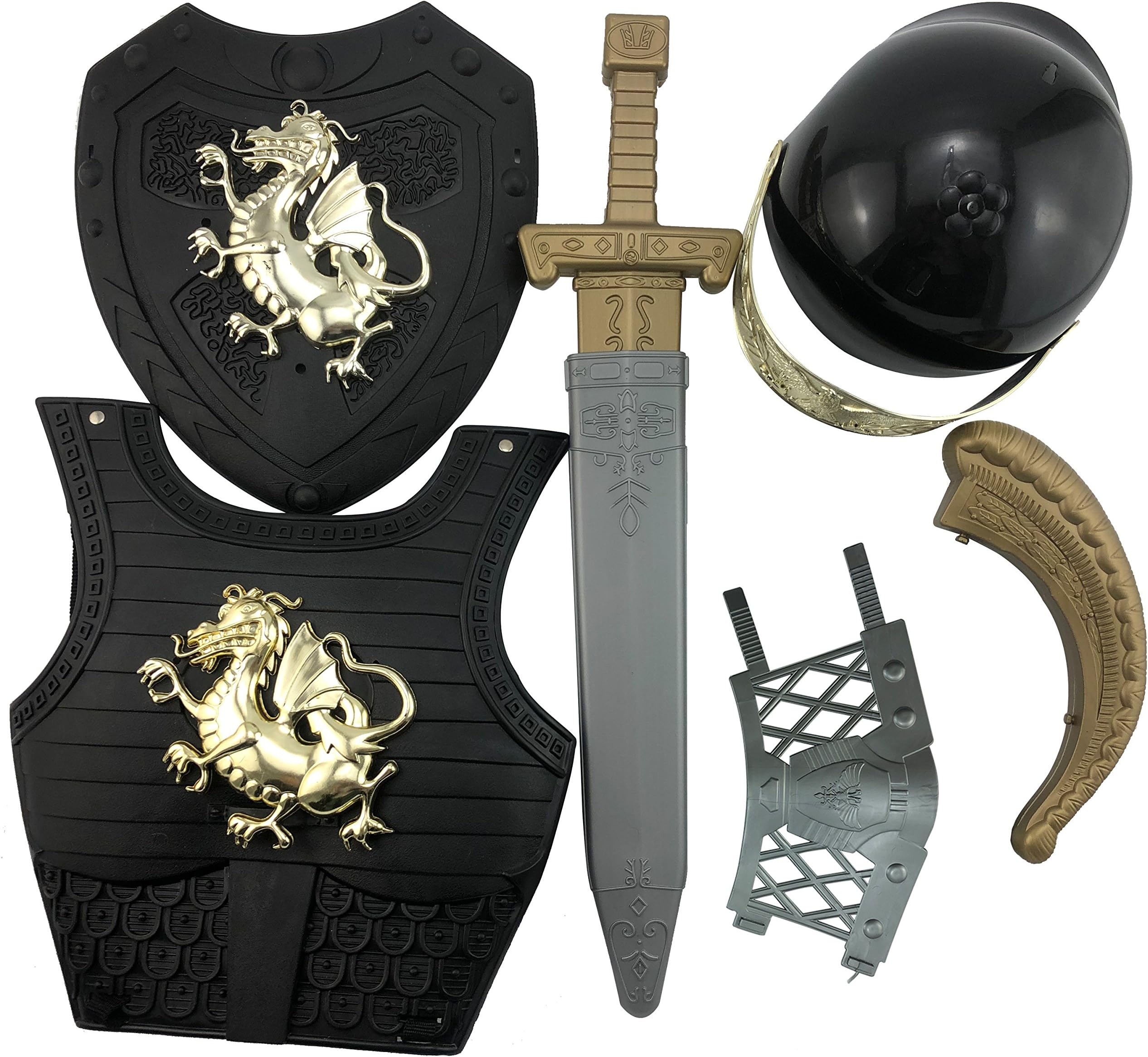 Knight Suits for Kids Ancient Roman Armor Suit Spartan Samurai Suit Knight Crusador Full Suit of Cosplay Costume (Roman Armor Black)