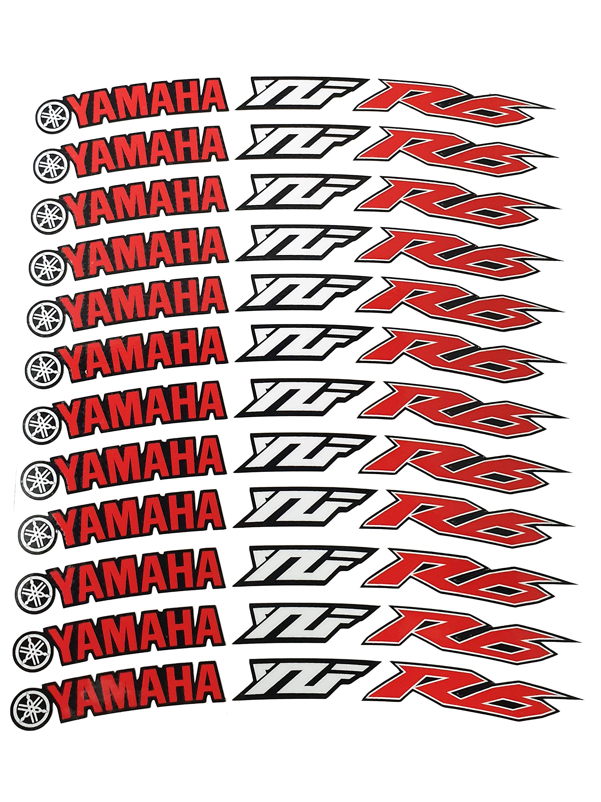 Twisted Melon Red Yzf R6 Wheel Rim Graphics White Black X 12 Decals Stickers