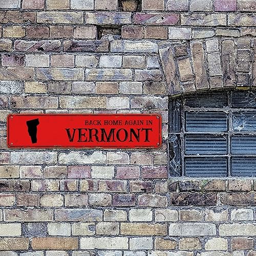 Miniatura 5 de Back Home Again In Vermont State - Letreros de metal con diseño de mapa de estado, decoración de silueta roja para jardín, patio, resistente a la