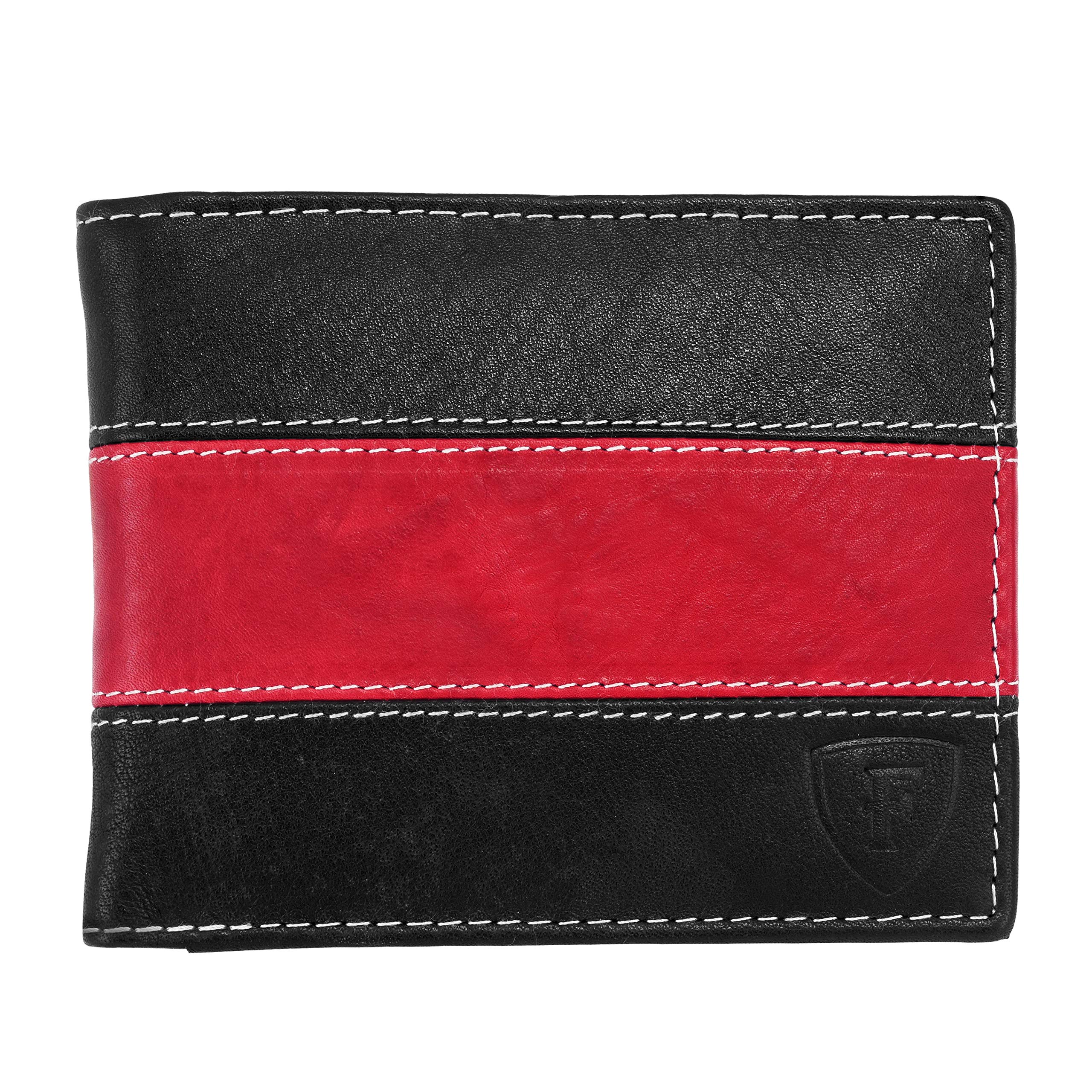 FROSINO FRWL0012 Men's Casual Black & RED Bifold Flap Leather Wallet