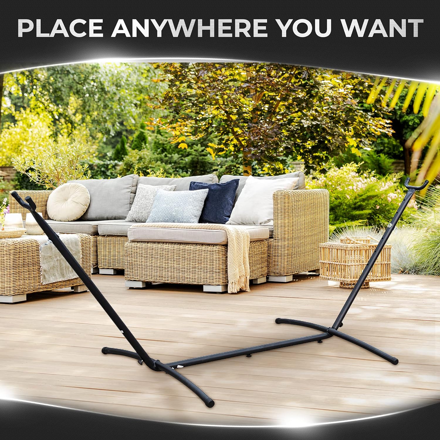 Project One Portable Heavy-Duty 9ft Steel Hammock Stand w/Carrying Case, Weather-Resistant Finish, 450lb Capacity : Patio, Lawn & Garden