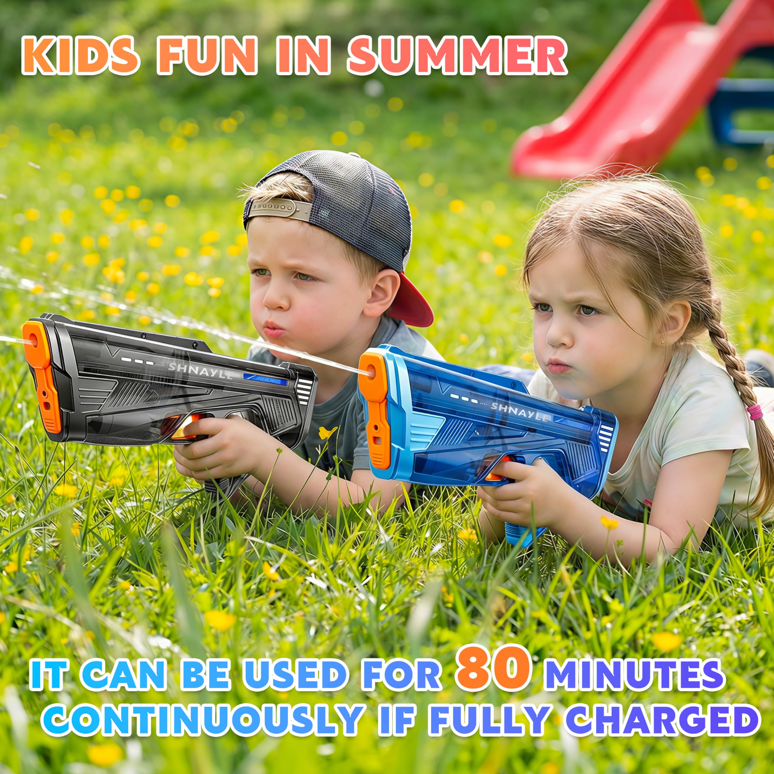 Electric Water Gun for Adults Kids Type-C Charging Port, Automatic High Powered Squirt Gun,Powerful Shooting Long Range Auto Water Blaster, Outdoor Toy Pool Party Game (Black) — view 7
