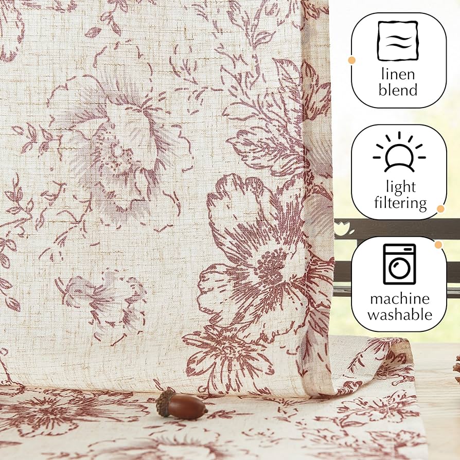 ◆カーテンセット◆W89cm×H198cm◆ブラウン系◆D-2508KA8◆ Amazon.com: jinchan Striped Linen Kitchen Curtains 24 Inch