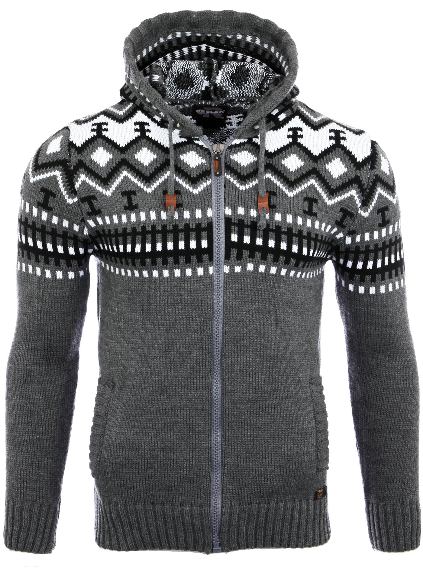 Reslad Jersey de punto para hombre noruego invierno de punto chaqueta sudadera con capucha RS-3104