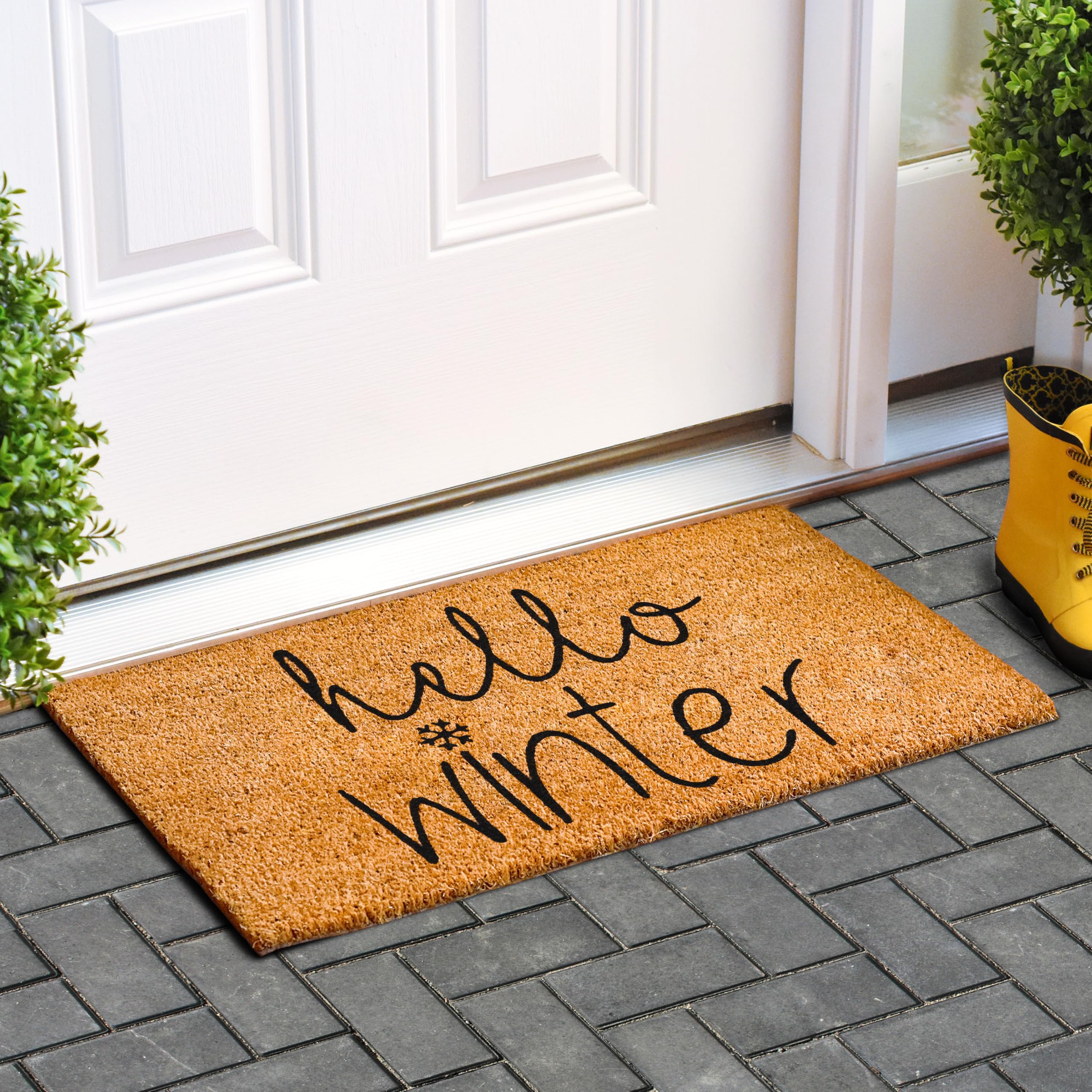 Felpudo Calloway Mills Hello Winter (Multi, 24 x 48 x 0.6 Pulgadas)
