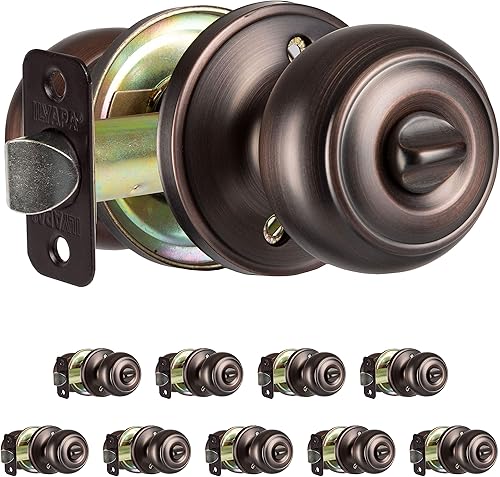 Miniatura 1 de Ilyapa - Pomo de puerta para interiores del hogar, manija redonda para puerta sin llave, color bronce aceitado