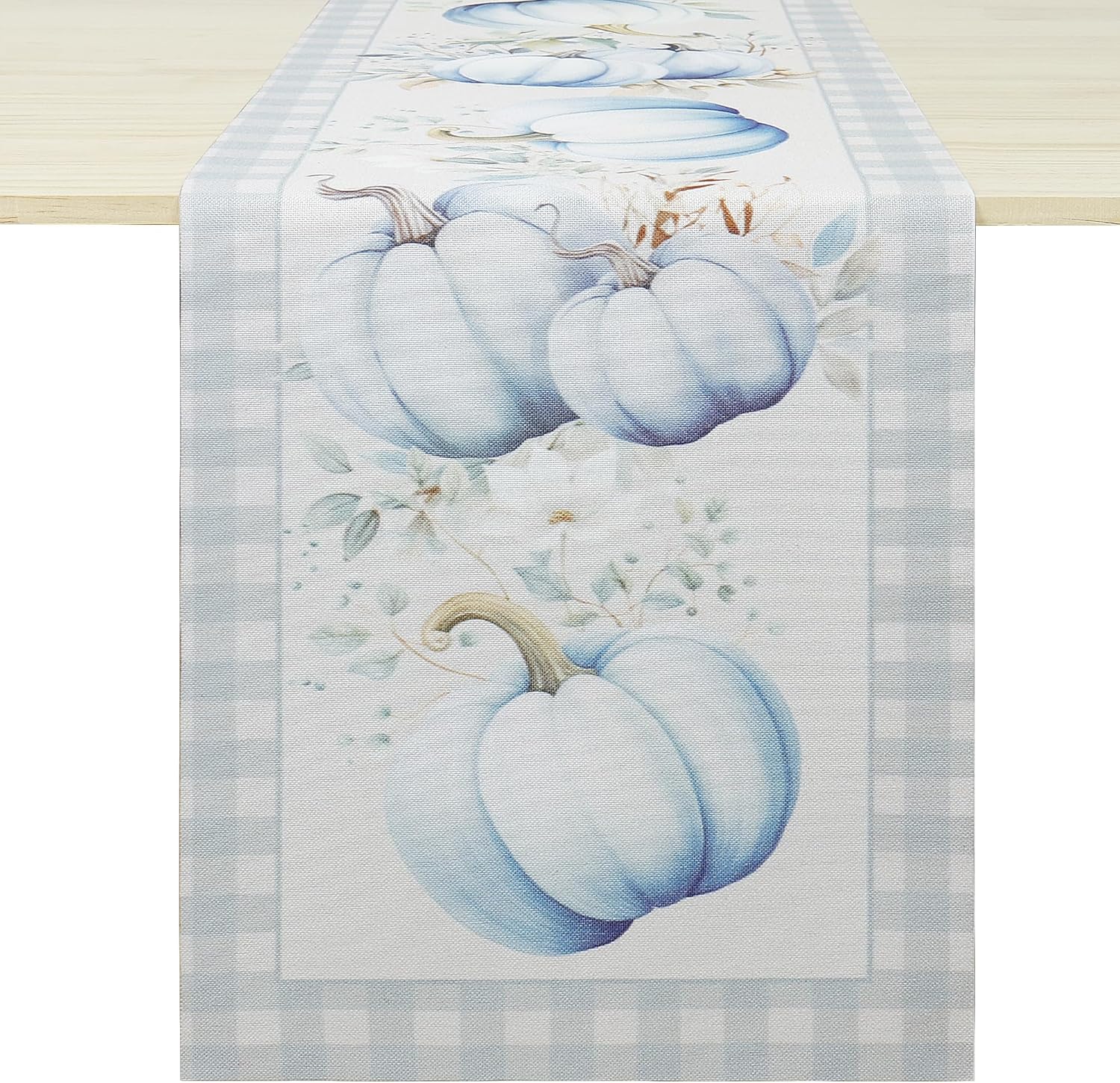 Fall Table Runner, Fall Table Pumpkin Autumn Harvest Thanksgiving Table Holiday Dining Room Kitchen Table Party Decoration 14 x 72 Inch Fall Table Cloth Indoor Outdoor Home Decor (Blue)