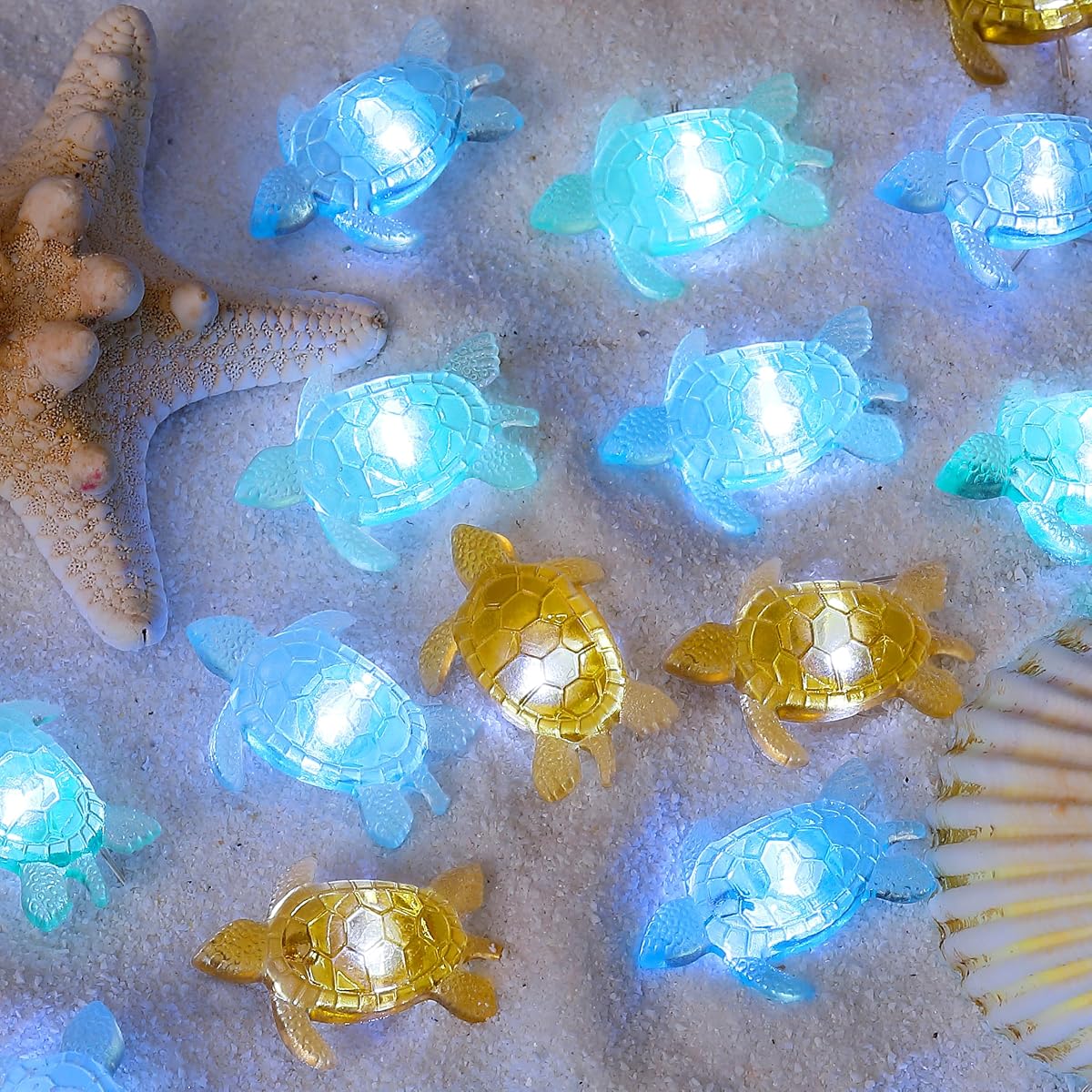Ocean Decor Turtle Lights Beach Coastal Decoration, 30 LEDs 10ft Battery Powered, Nautical Theme Decor, Battery Operated String Lights for Xmas Tree Party Classroom Home