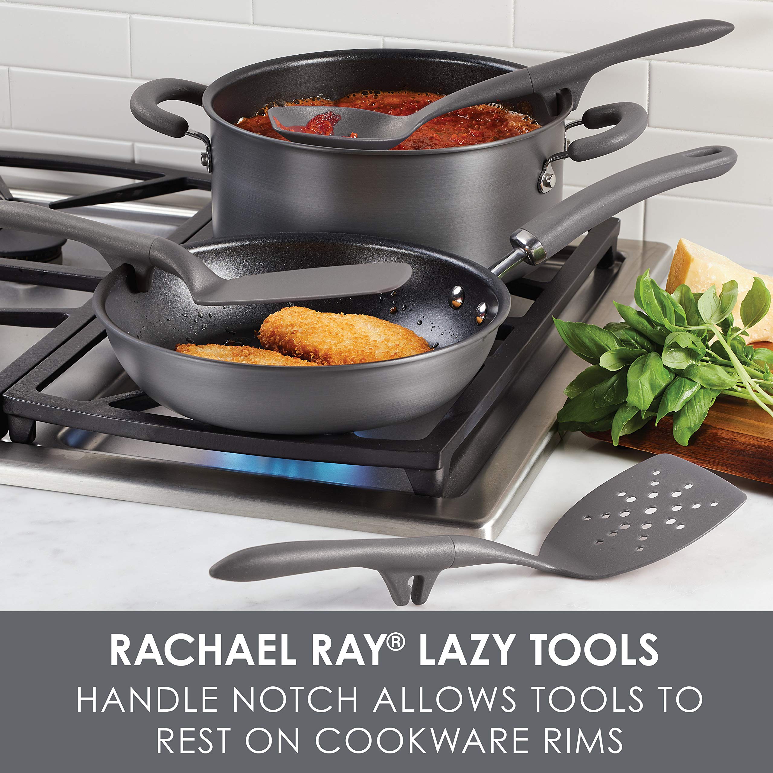 Rachael Ray Pfannenwender aus Nylon mit Schlitzen 2 Piece grau