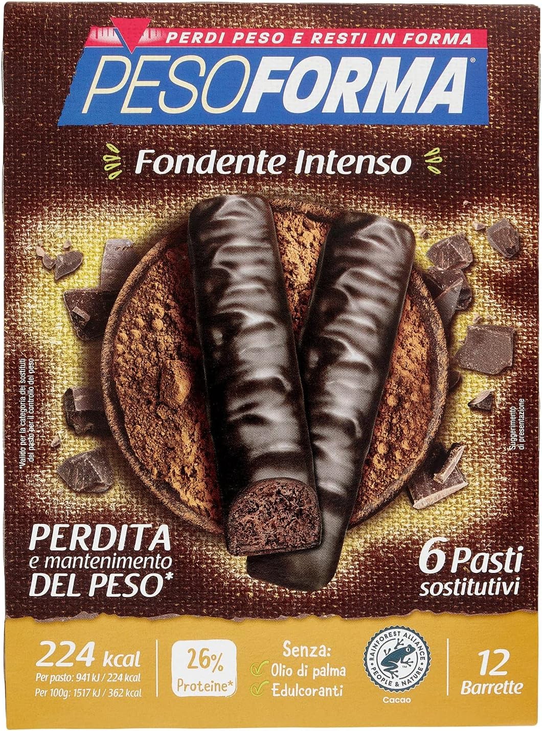 Pesoforma Bars Chocolate Fudge Intense 6 Meals 12 Pieces