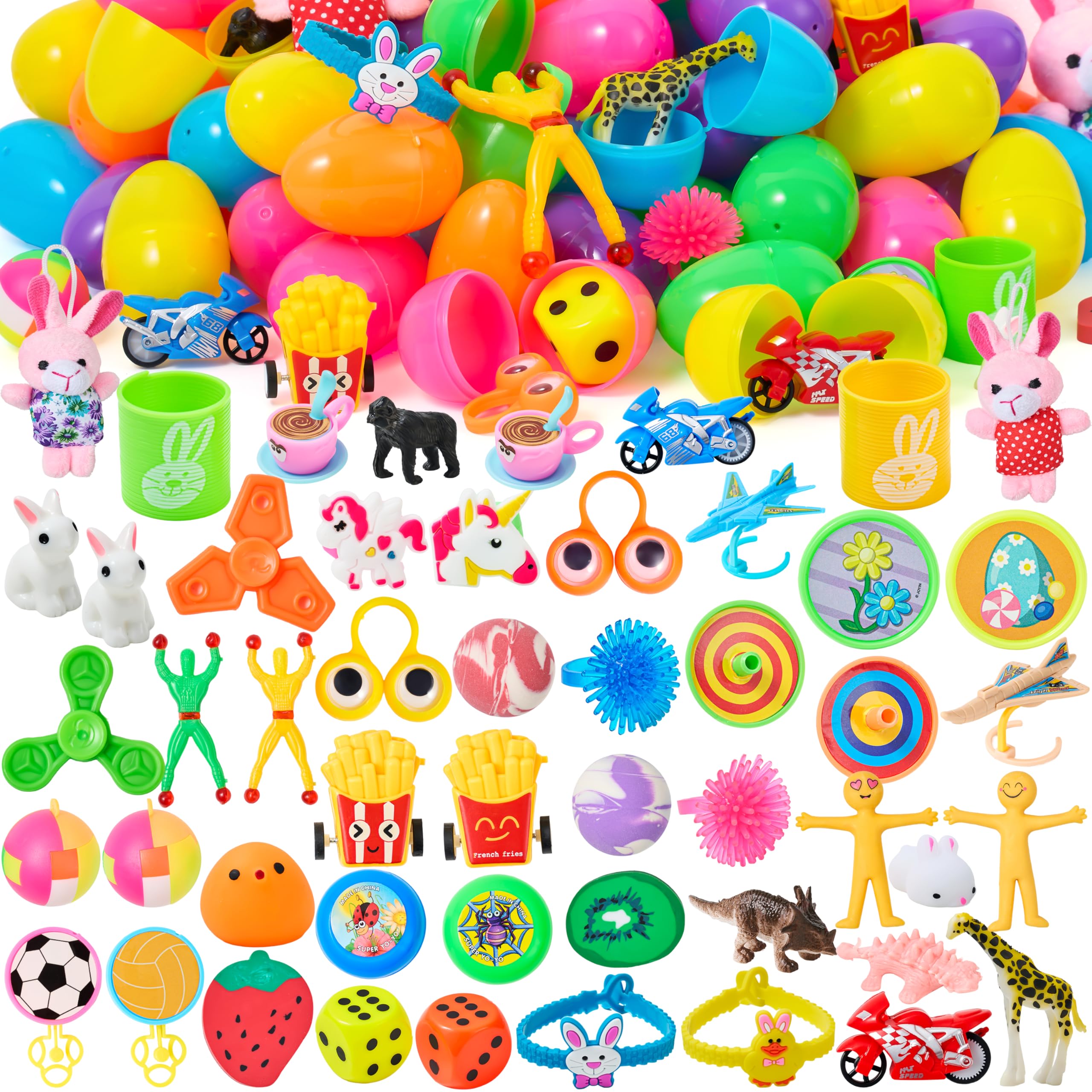 JOYIN Lot de 50 œufs de Pâques préremplis avec jouets, 48 œufs de Pâques colorés de 2,5 pouces et 2 œufs de Pâques en plastique remplis d'or avec jouets pour cadeaux de JOYIN Lot de 50 œufs de Pâques préremplis avec jouets, 48 œufs de Pâques colorés de 2,5 pouces et 2 œufs de Pâques en plastique remplis d'or avec jouets pour cadeaux de