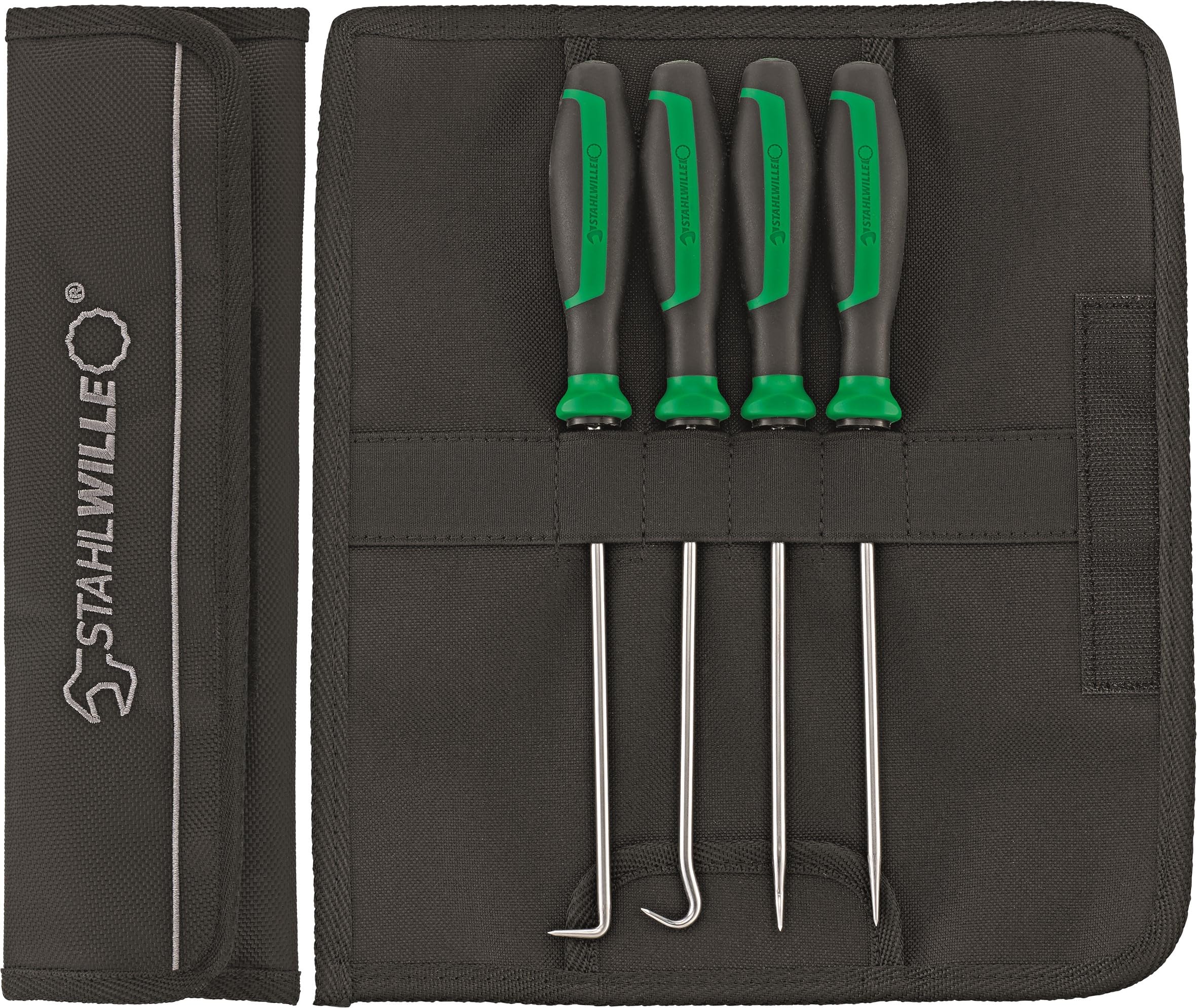 StahlwilleHook Tool Set 4 Pieces Extra Long 250 mm Universal Use for Seals in Textile Bag