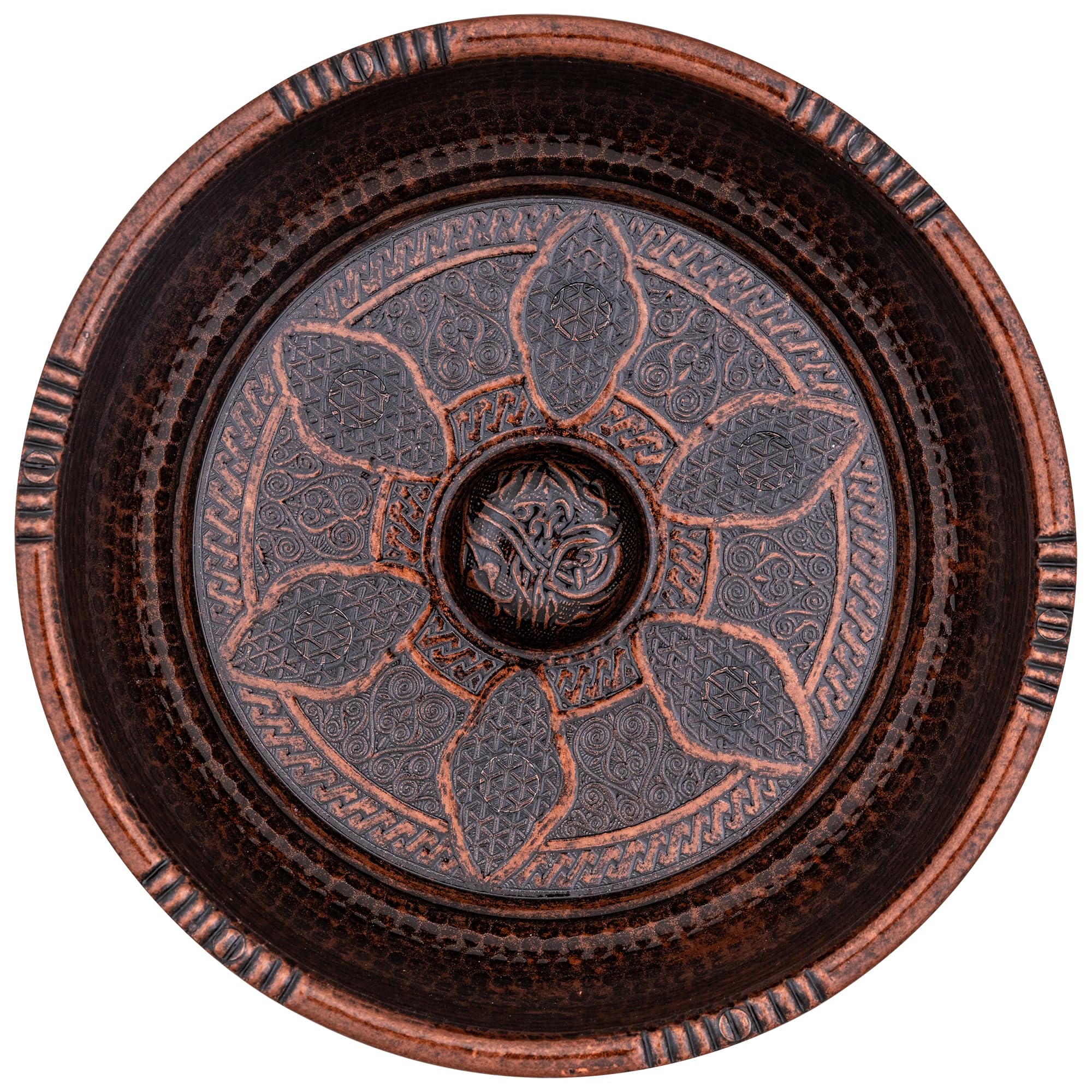 Alisveristime Cuenco tradicional turco para baño con motivos auténticos (440 g) hecho de zinc (7.87 pulgadas de diámetro) (cobre antiguo)