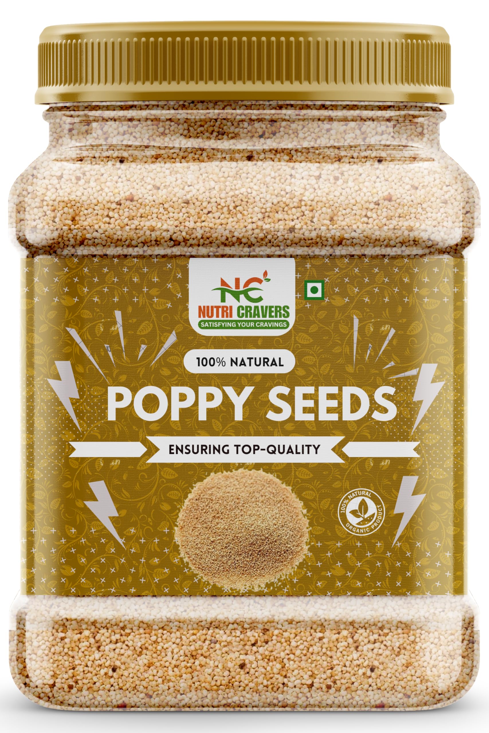 Nutri Cravers Poppy Seeds 500gm | Indian Posto Dana | 100% Pure Whole Khus Khus | Khas Khas Jar Pack