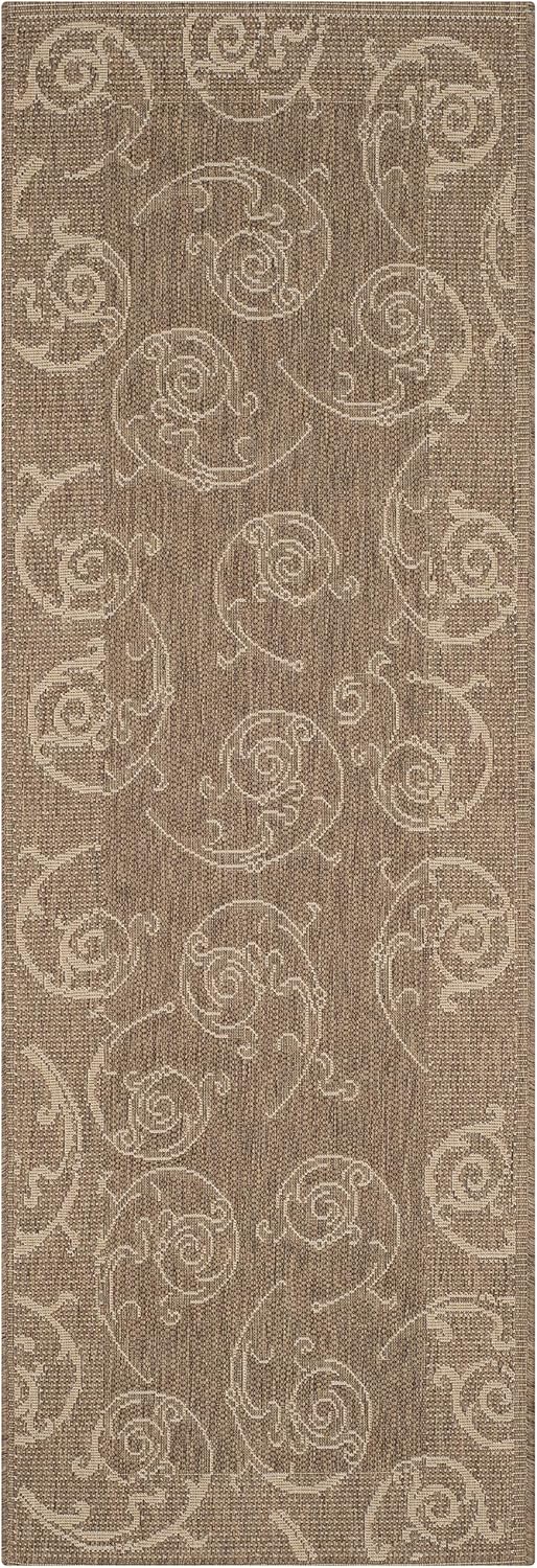 SAFAVIEH Washable Rug Outdoor Courtyard Collection - 2'3" x 12' Runner, Brown & Natural, Non-Shedding & Easy Cleaning, Ideal for Patio, Entryway, Mudroom, Hallway, Kitchen (CY2665-3009)