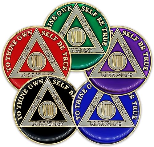 Miniatura 6 de Moneda de sobriedad de 8 años  Ficha de aniversario de recuperación de chip AA triplate (morado)