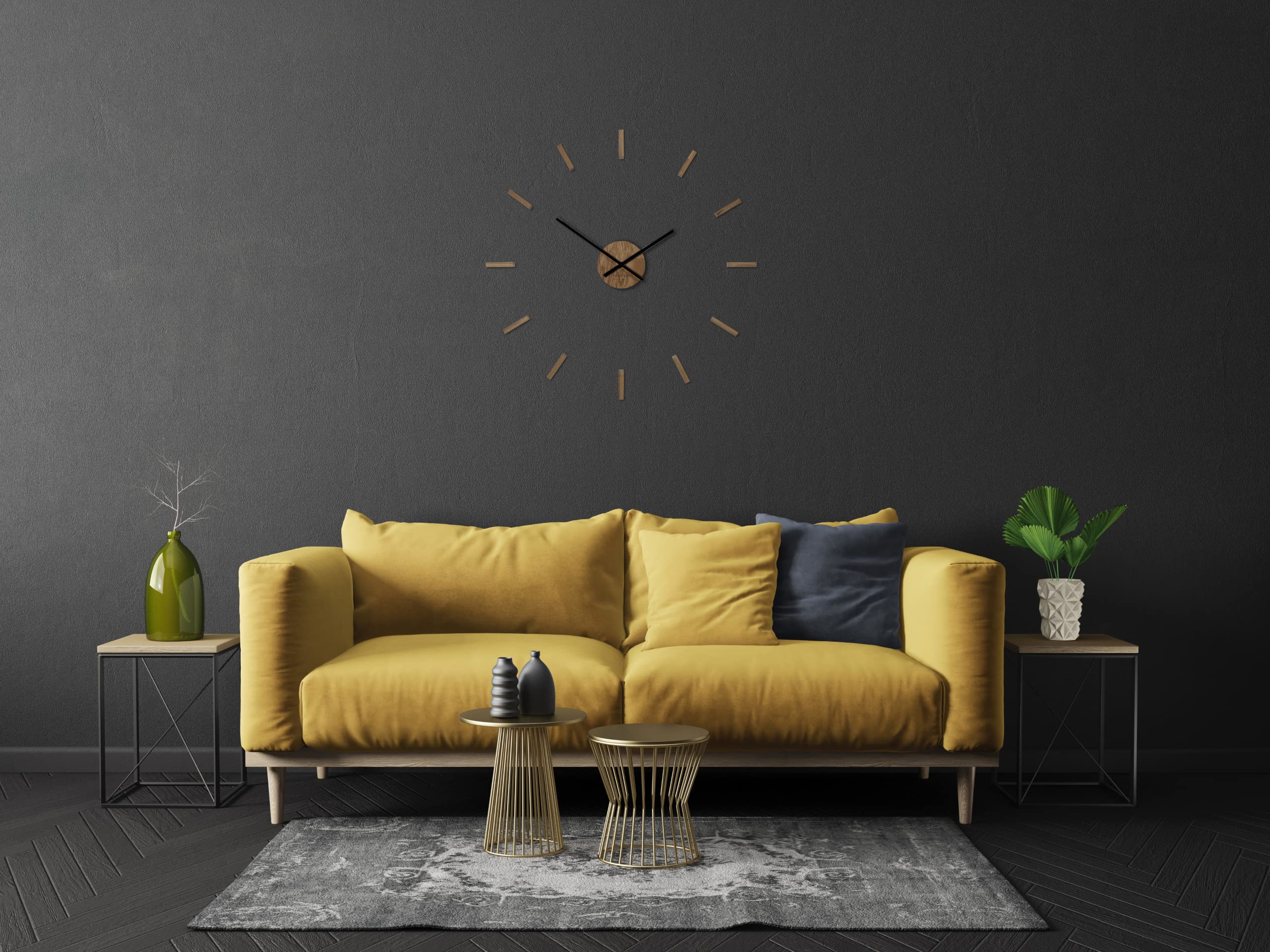 FLEXISTYLE Made IN EU DIY 3D wandklokken DIY grote wandklok 100-130 cm (dikte 19 mm) 3D wandklok modern design EKO woonkamer slaapkamer decoratief artikel kwartsklok (zwart (zoals antraciet