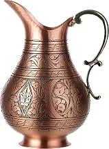 Copper Water Jug 1 mm - Handmade Hammered Pitcher Uncoated 2.2L - Healthy & Elegant Decoration Drinking Water - Made in Turkey