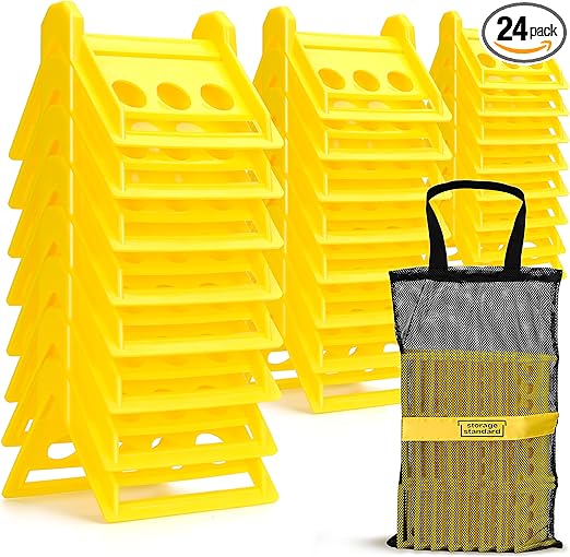 24 Pack Edge Corner Protector With Carrying Case for Flatbed Cargo Load Truck Shipping - 4'' x 6'' Winch Ratchet Straps Plastic Protectors Yellow