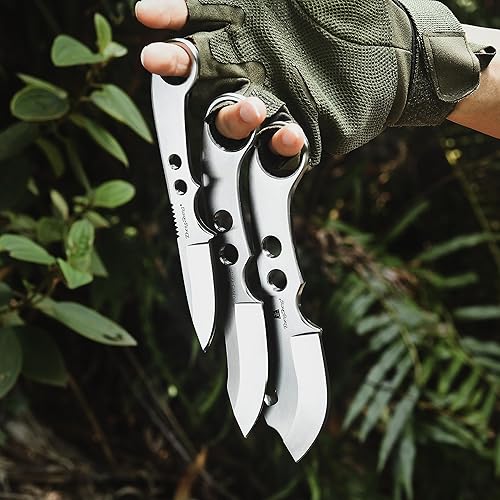 Miniatura 2 de ZhengSheng 3 cuchillos de hoja fija de espiga completa, cuchillos de supervivencia, cuchillo Bowie y cuchillo de gancho para intestino con funda de