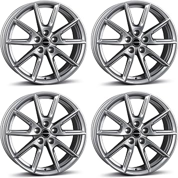 4x Borbet alloy rims LX18 8x18 ET40 5x114,3 grey glossy compatible with Fiat Sedici