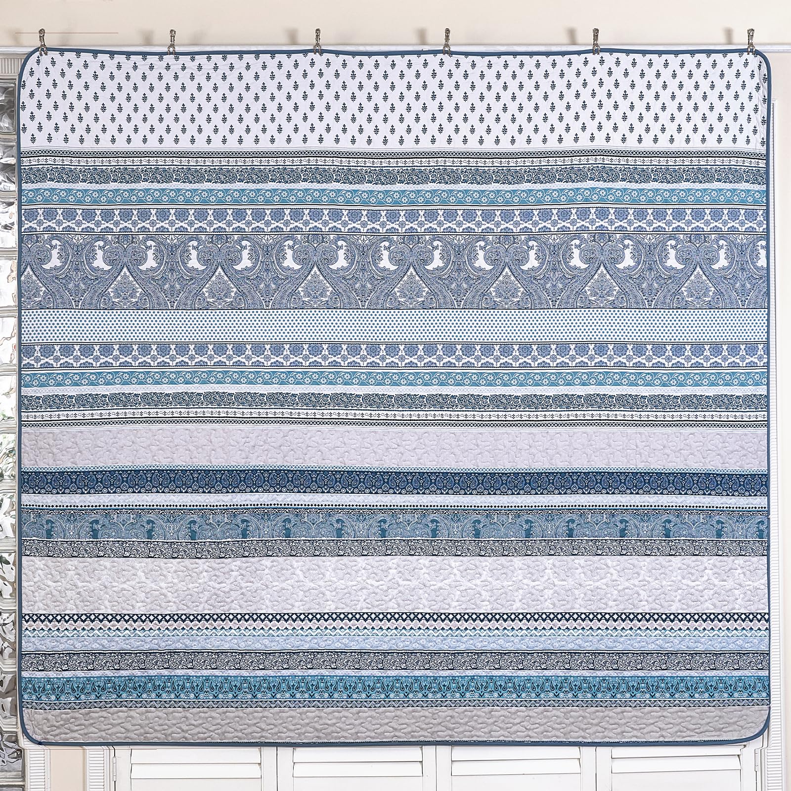 WONGS BEDDING Set con copripiumino bohémien, 3 pezzi, leggero, estivo, per tutte le stagioni (243,8 x 228,6 cm)