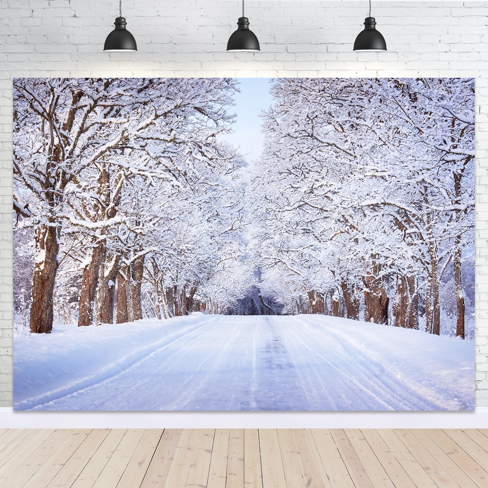7 x 5 FT Christmas Winter Wonderland Backdrop - Large White Snow Forest Trees Natural Scenery Landscape Wall Hanging Photo Background, Xmas