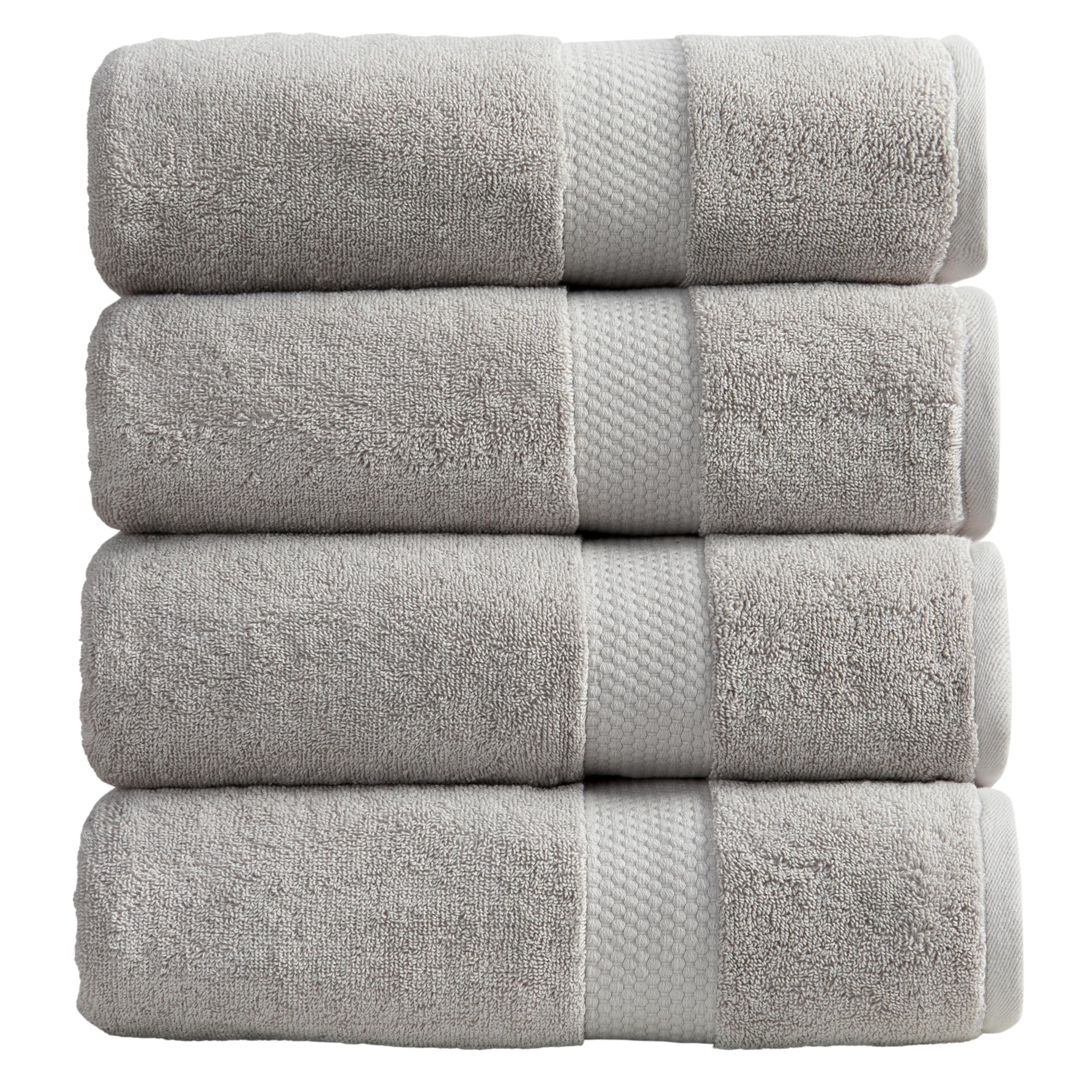 Springtree Home Grey Bath Towels Set of 4 | Classic Hotel Bath Towels | 100% Combed Cotton | Absorbent Quick-Dry Gray Towels for Bathroom | Oeko-TEX®